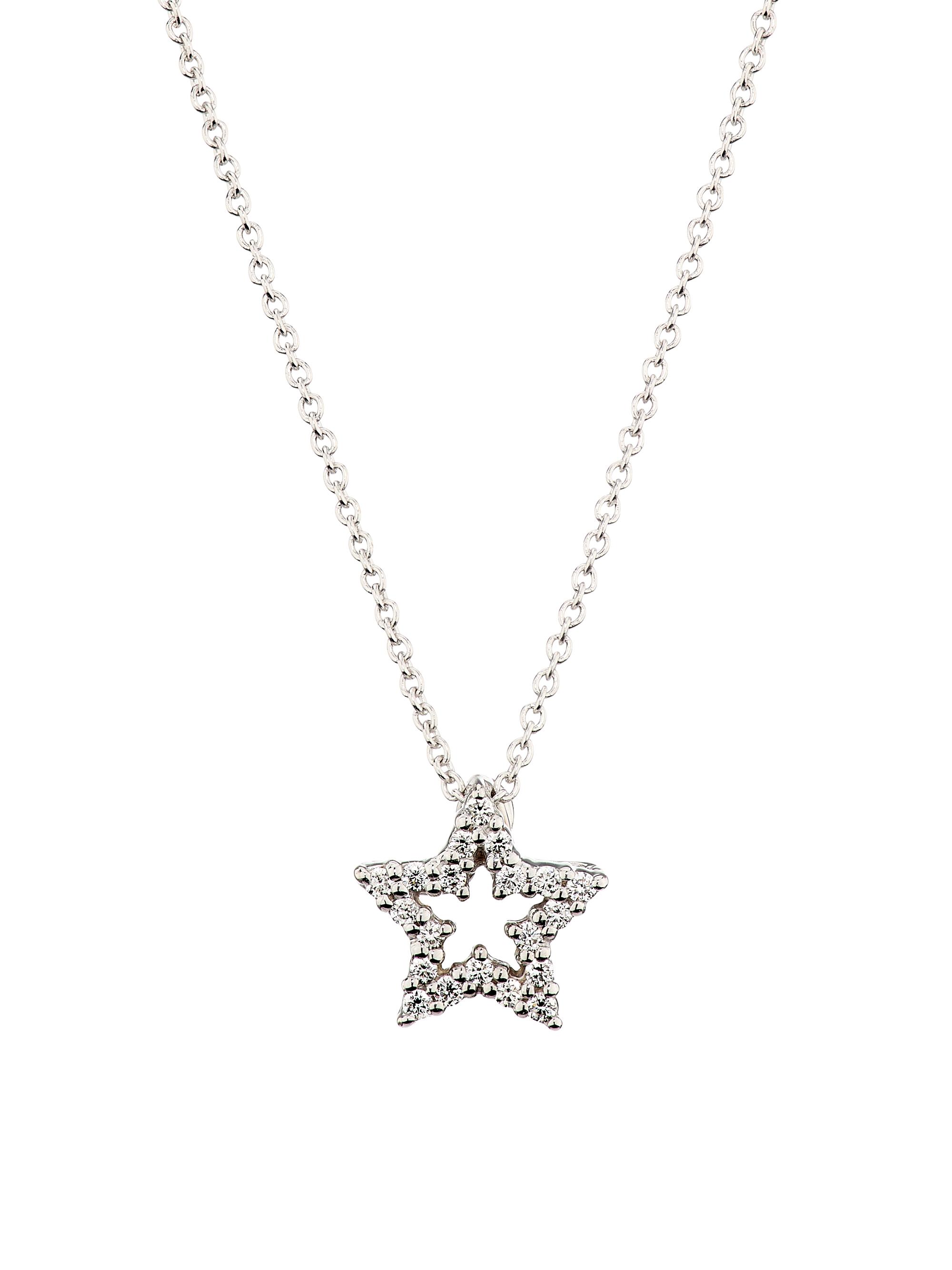 Roberto Coin Women's Tiny Treasures 18K White Gold & 0.18 TCW Diamond Star Pendant Necklace - White Gold