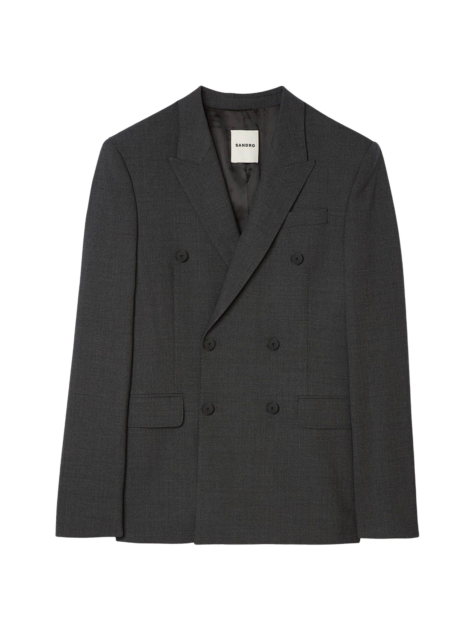 Sandro Men's Double-Breasted Suit Jacket - Heather Charcoal