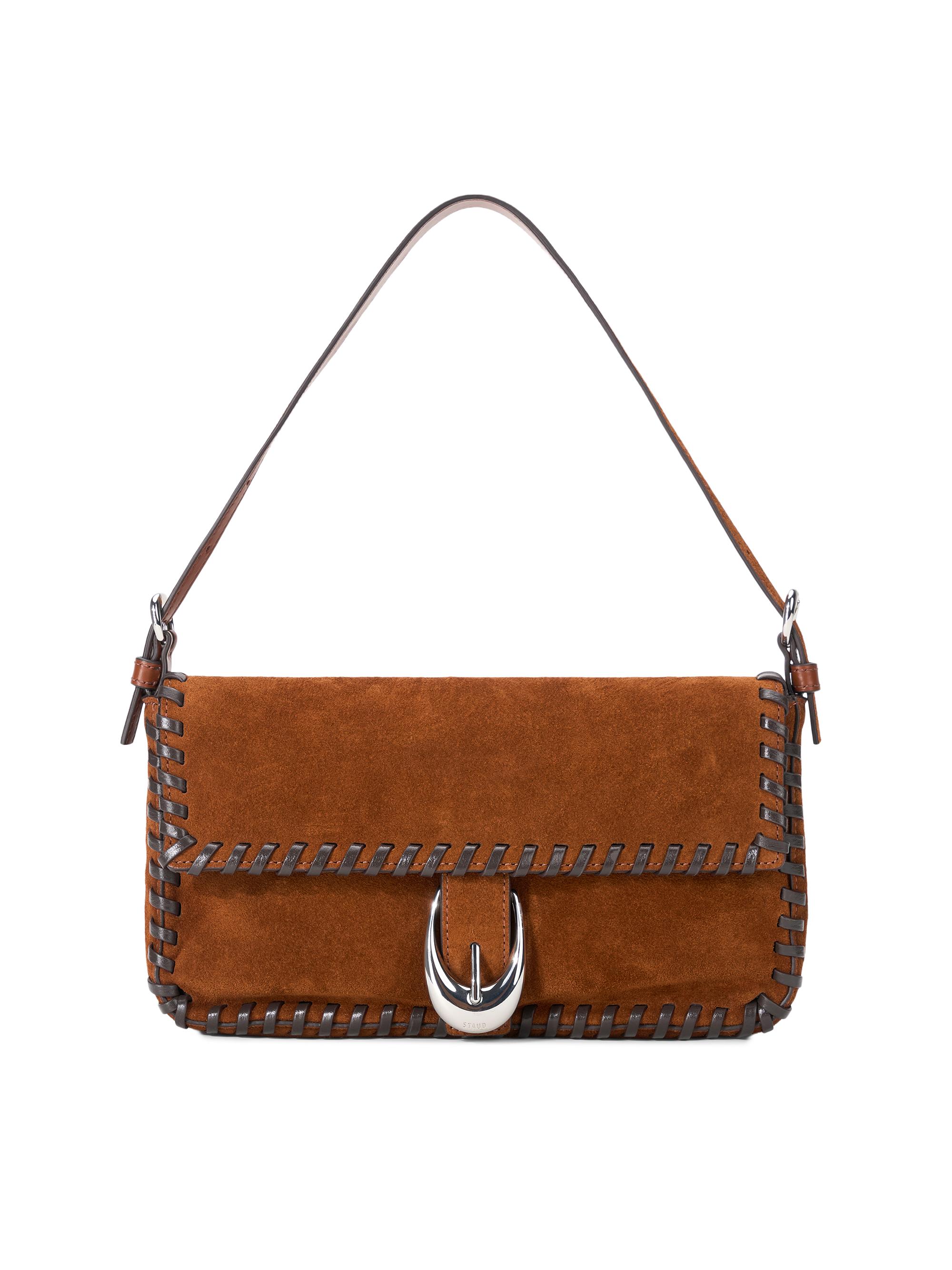 Staud Women's Harlow Suede Shoulder Bag - Tabac And Espresso
