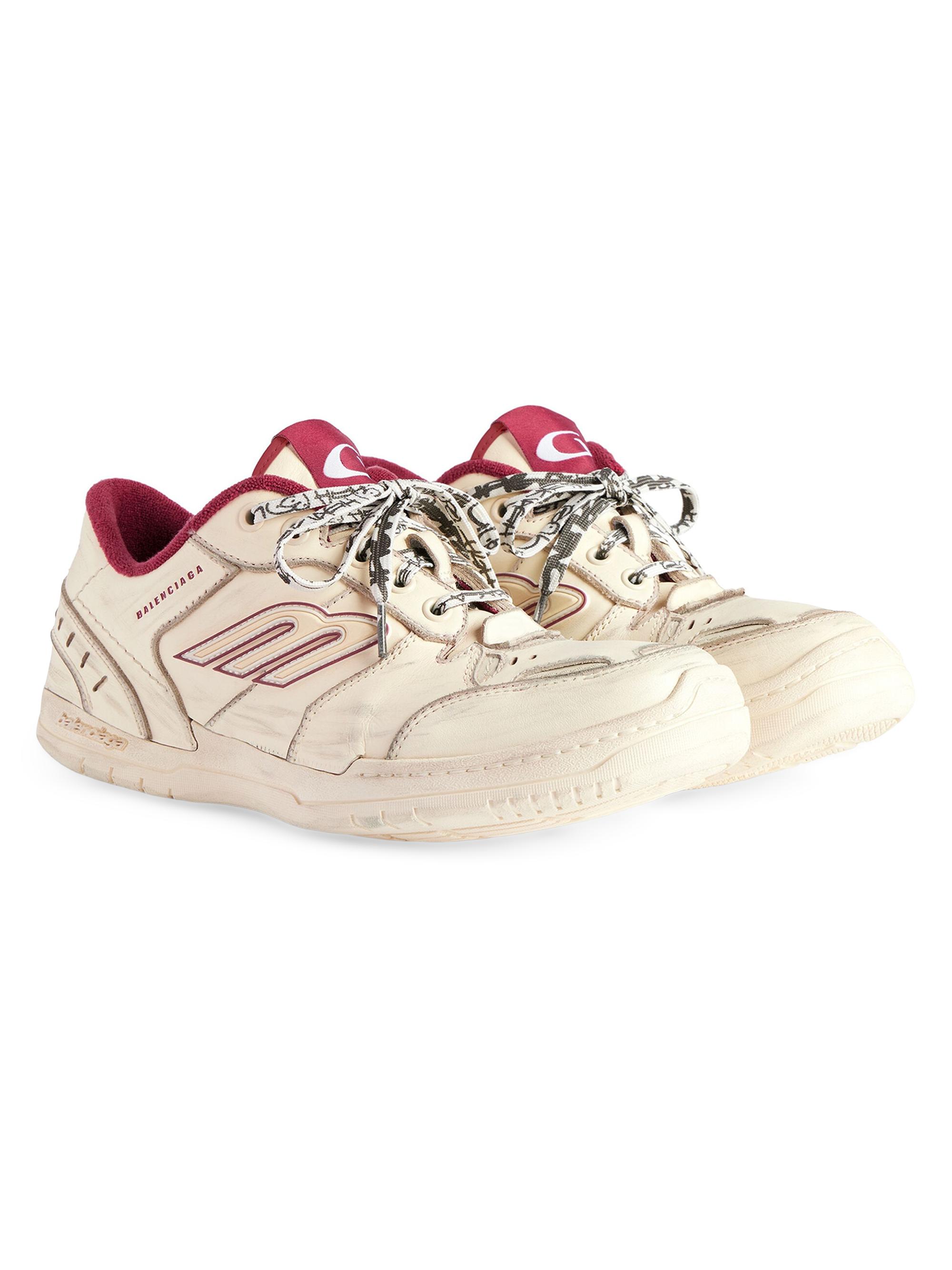 Balenciaga Women's Hamptons Medium Worn-Out Sneakers - Off White Red