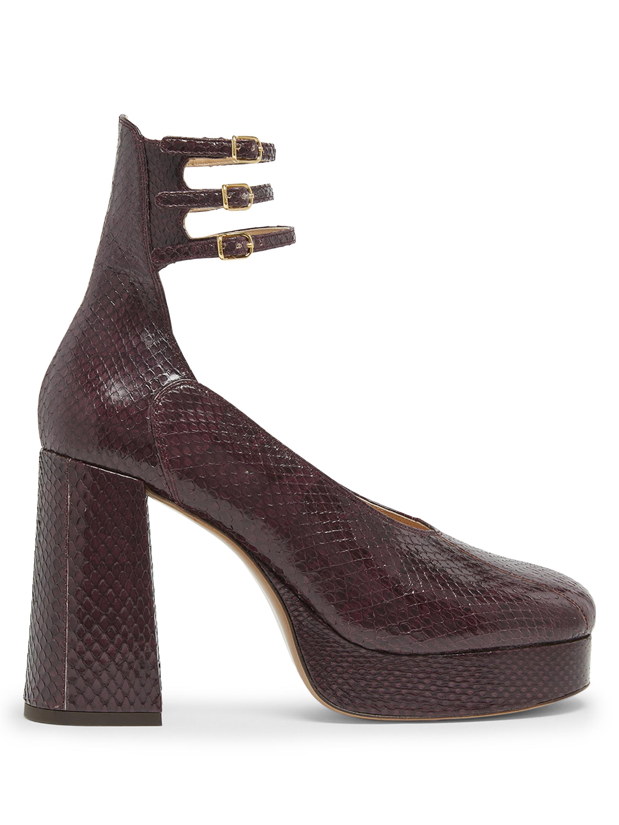 Chloé Women's Loti 100MM Snakeskin-Embossed Leather Platform Pumps - Evening Purple