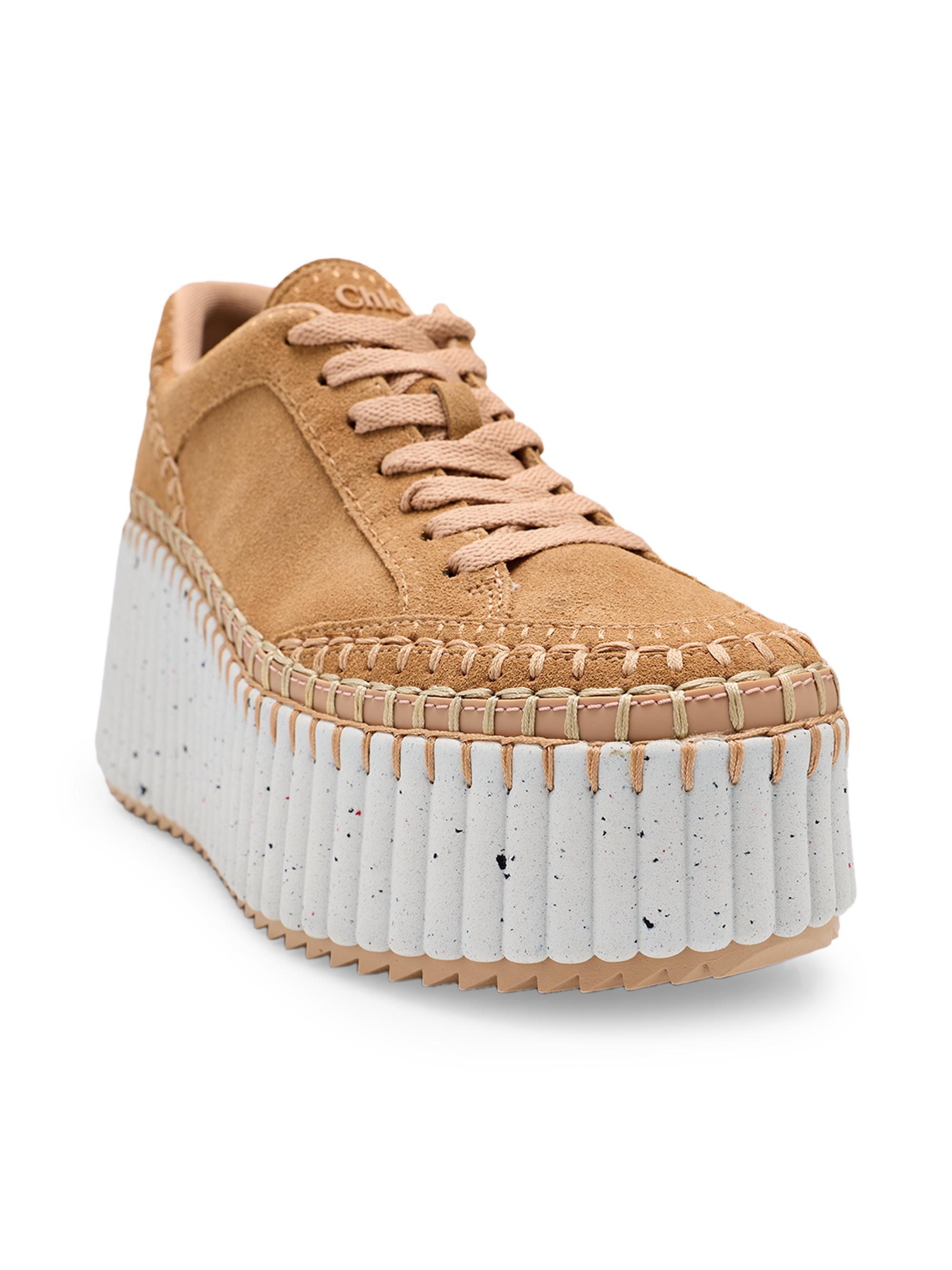Chloé Nama 80MM Whipstitch Suede Platform Sneakers | Saks Fifth Avenue