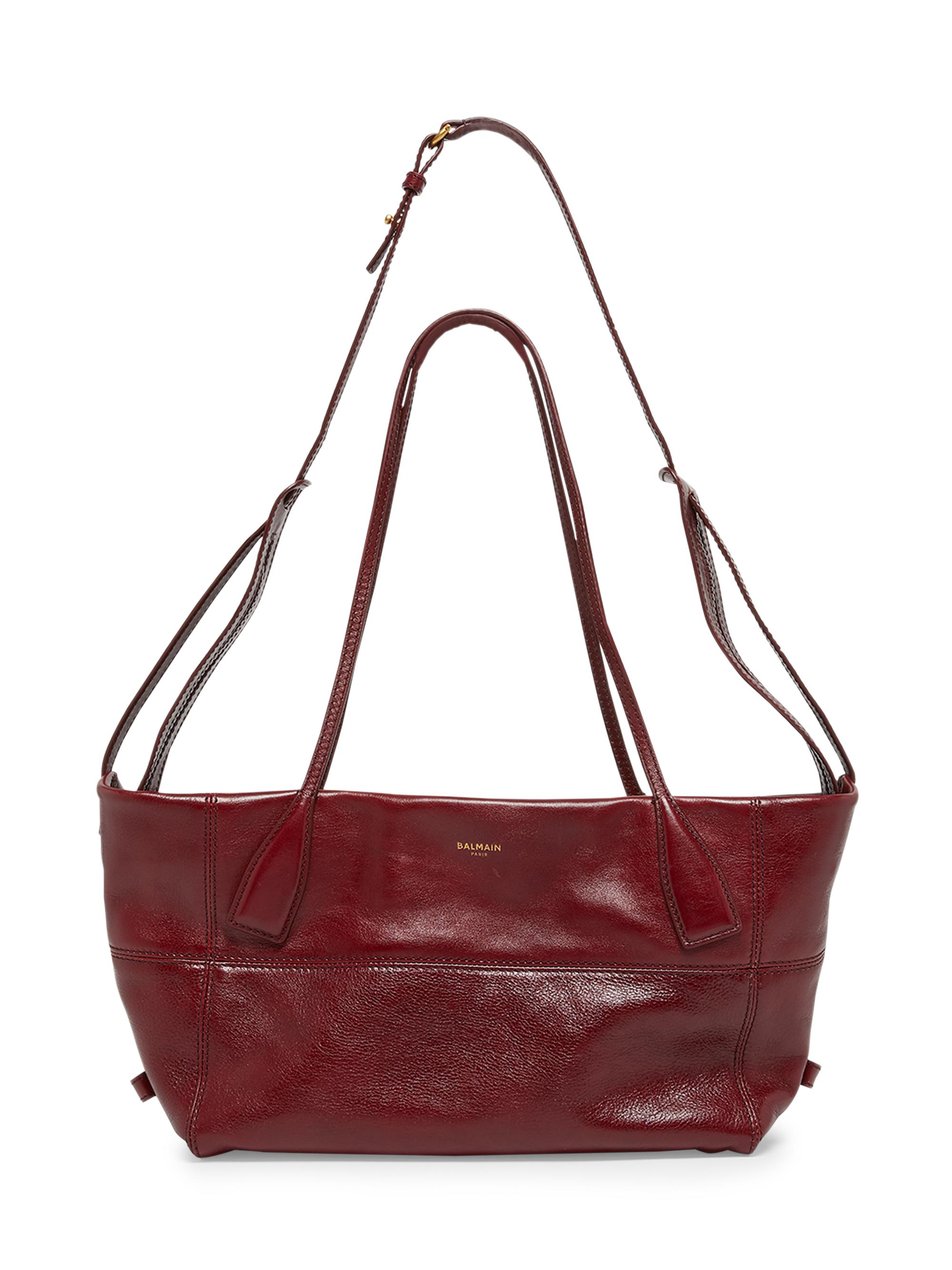 Balmain Women's Track Leather Tote Bag - Purple