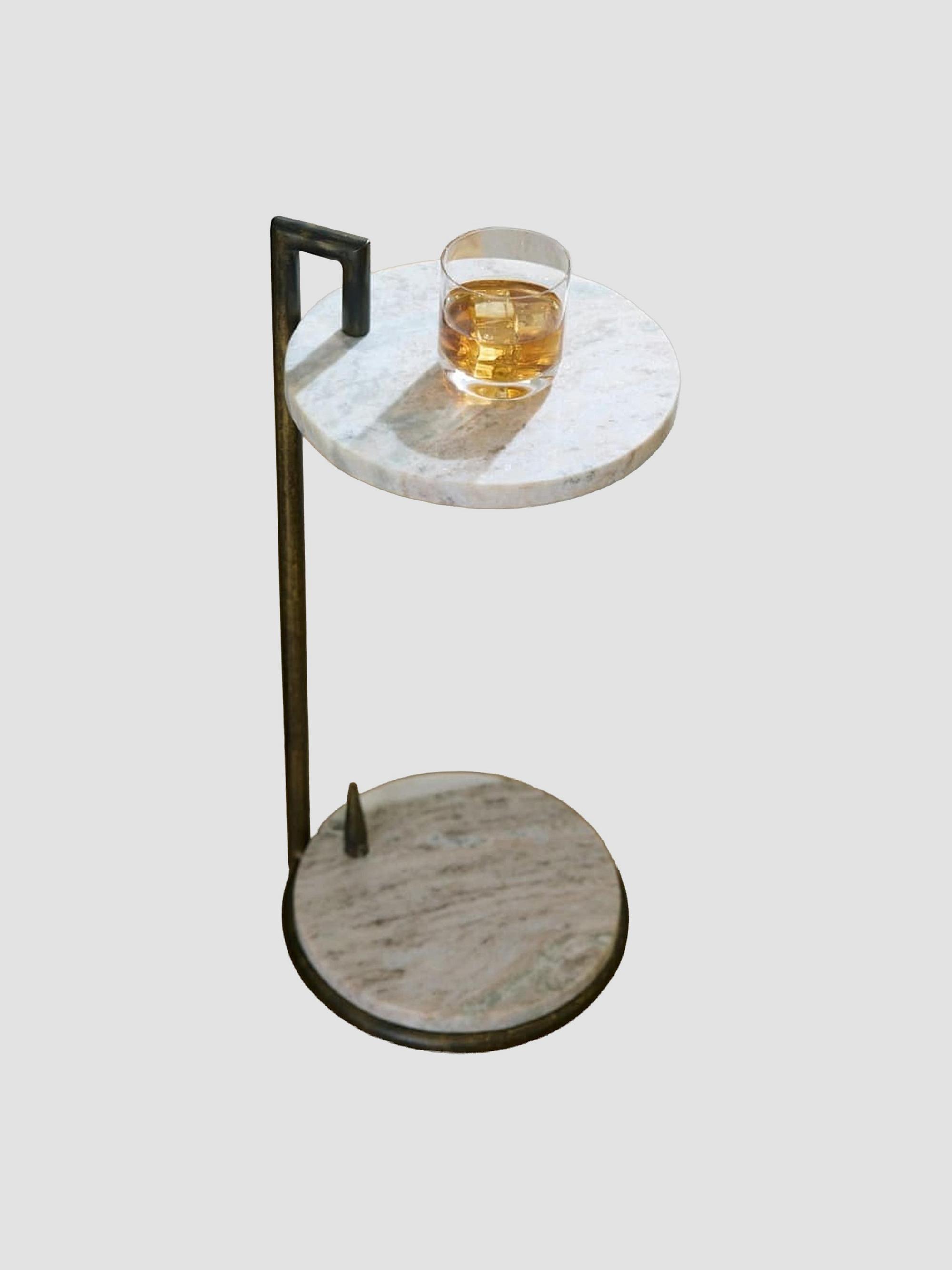 Arteriors Ivetta Marble & Iron Drink Table - Grey