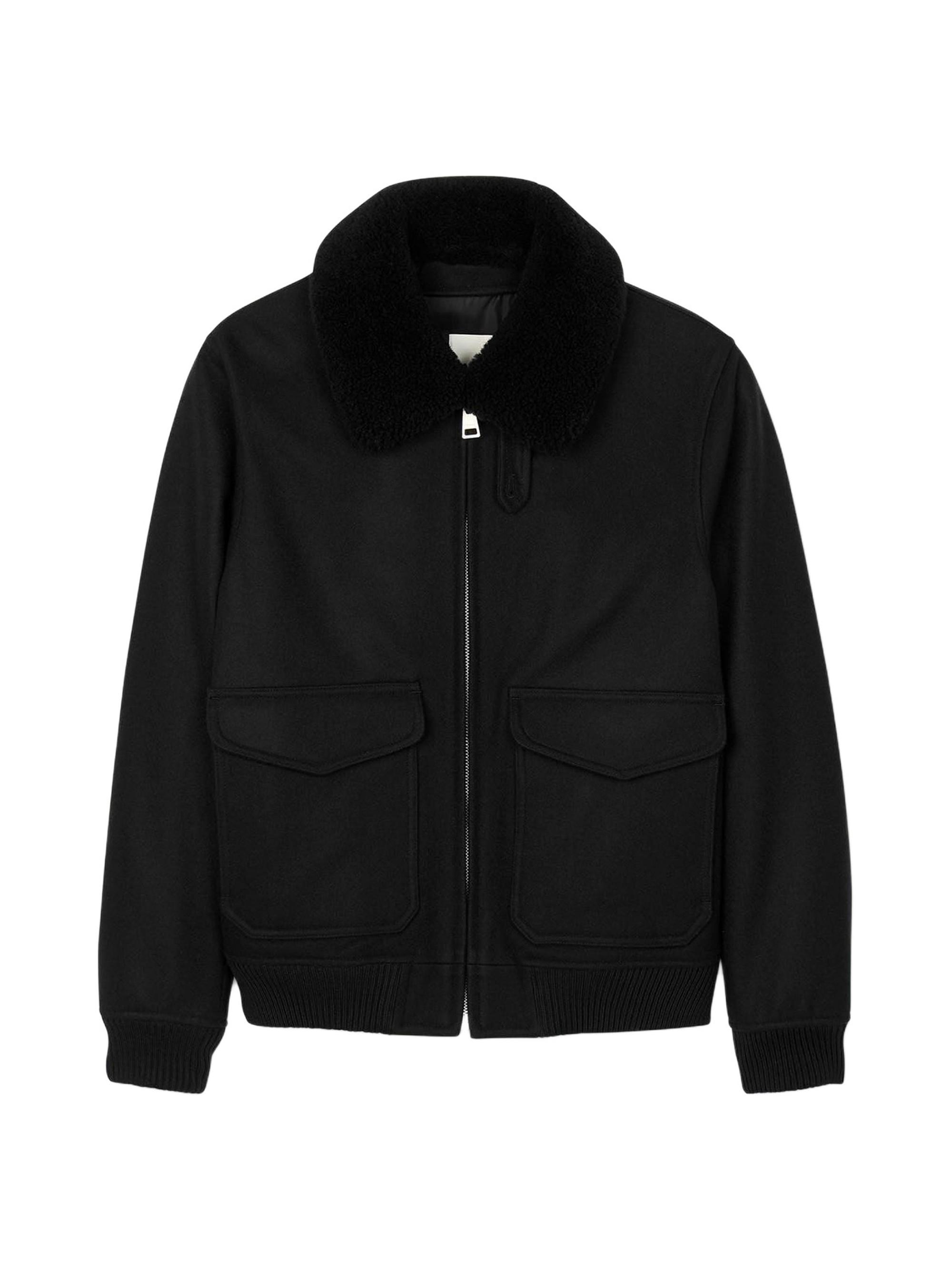 Sandro Aviator Jacket with Sheepskin Collar | Saks Fifth Avenue