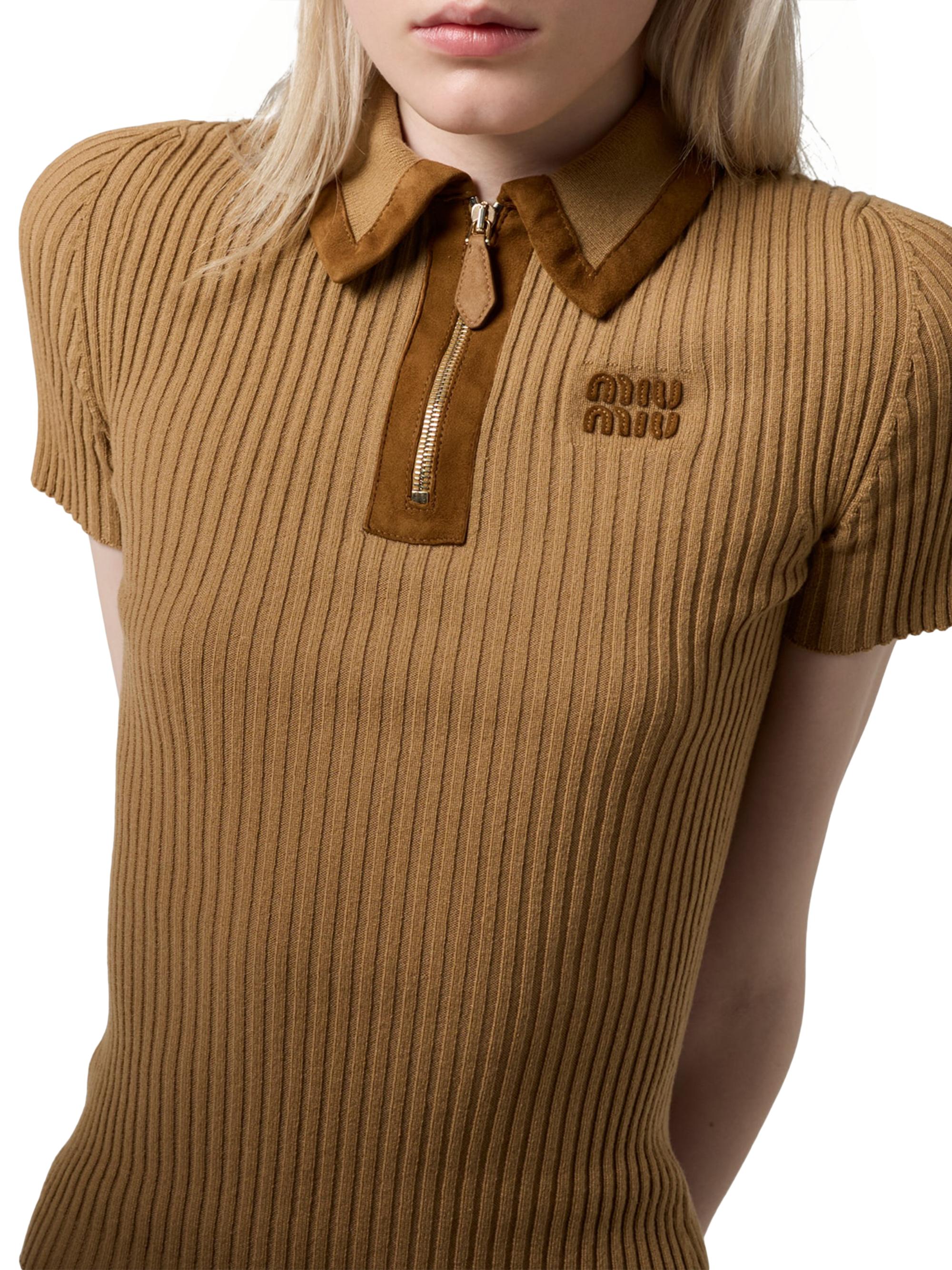 Miu Miu Ribbed Knit Cashmere Polo Sweater | Saks Fifth Avenue
