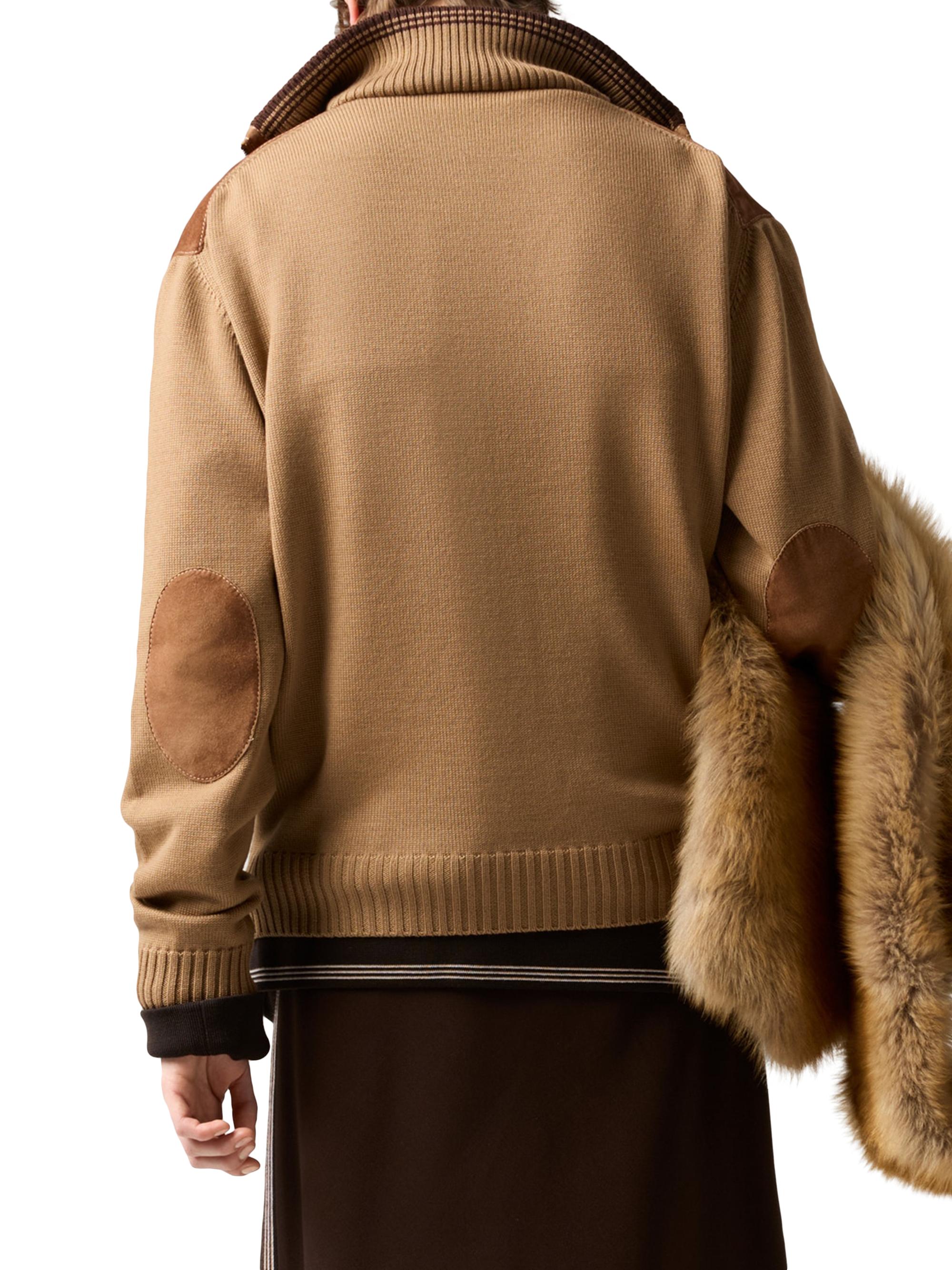 Miu Miu Wool and Leather Zipper Cardigan | Saks Fifth Avenue
