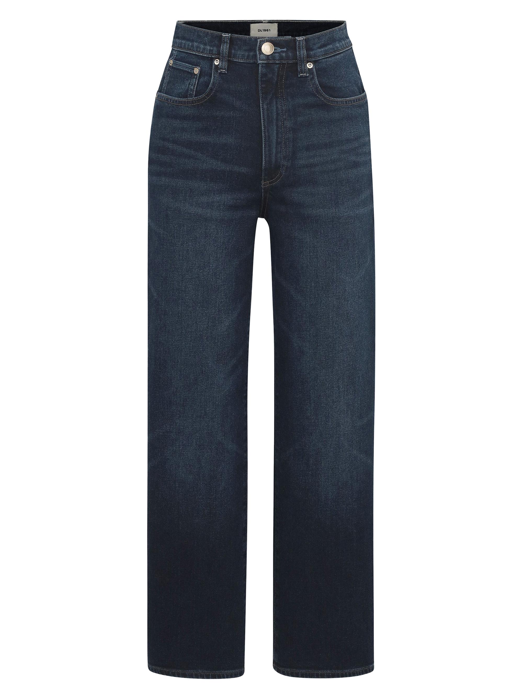 DL1961 Premium Denim Women's Karmine Refined Wide Leg Sculpt System High Rise Jeans - Dark Sea