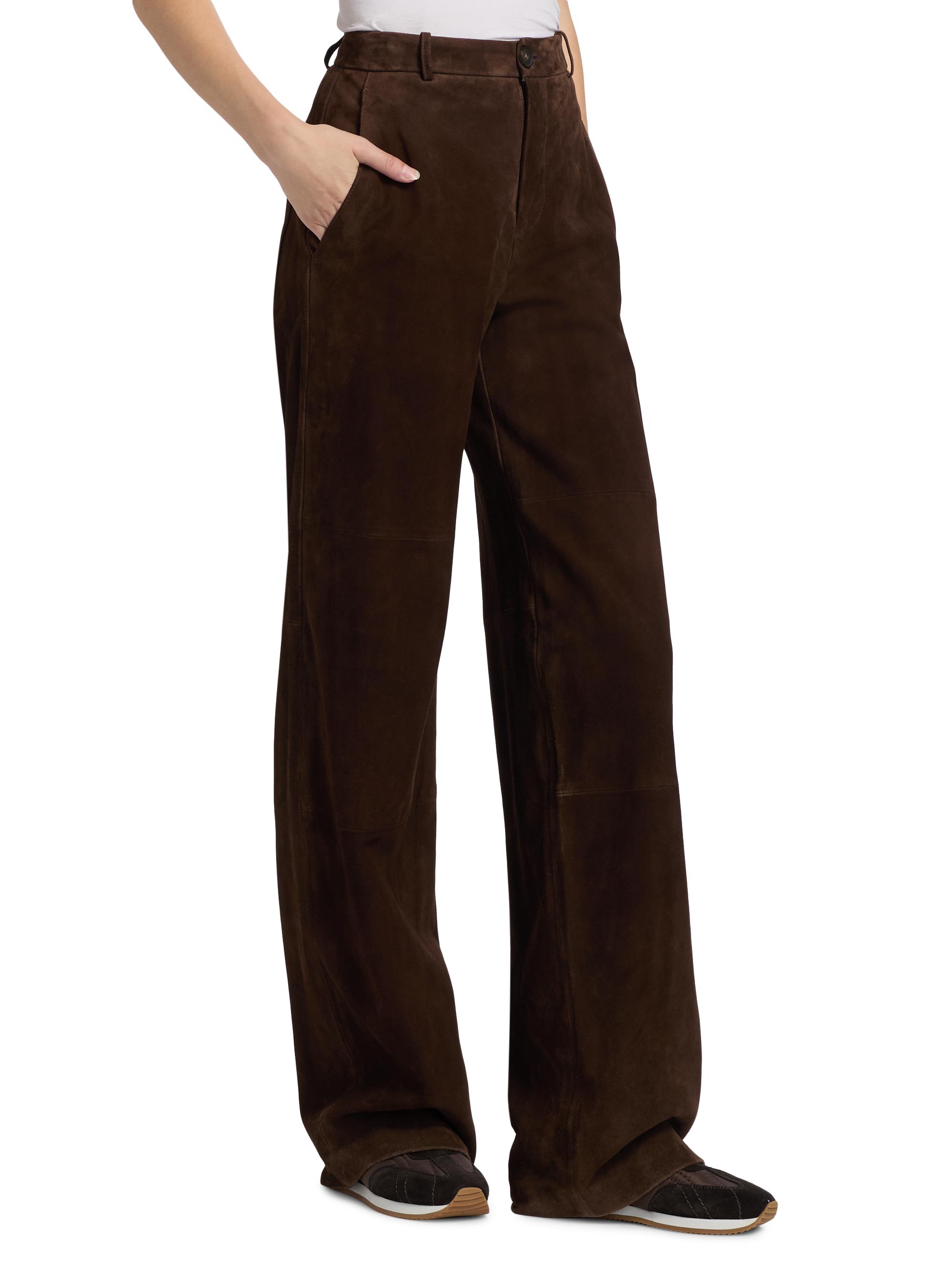Vince Suede Mid-Rise Wide-Leg Trousers | Saks Fifth Avenue