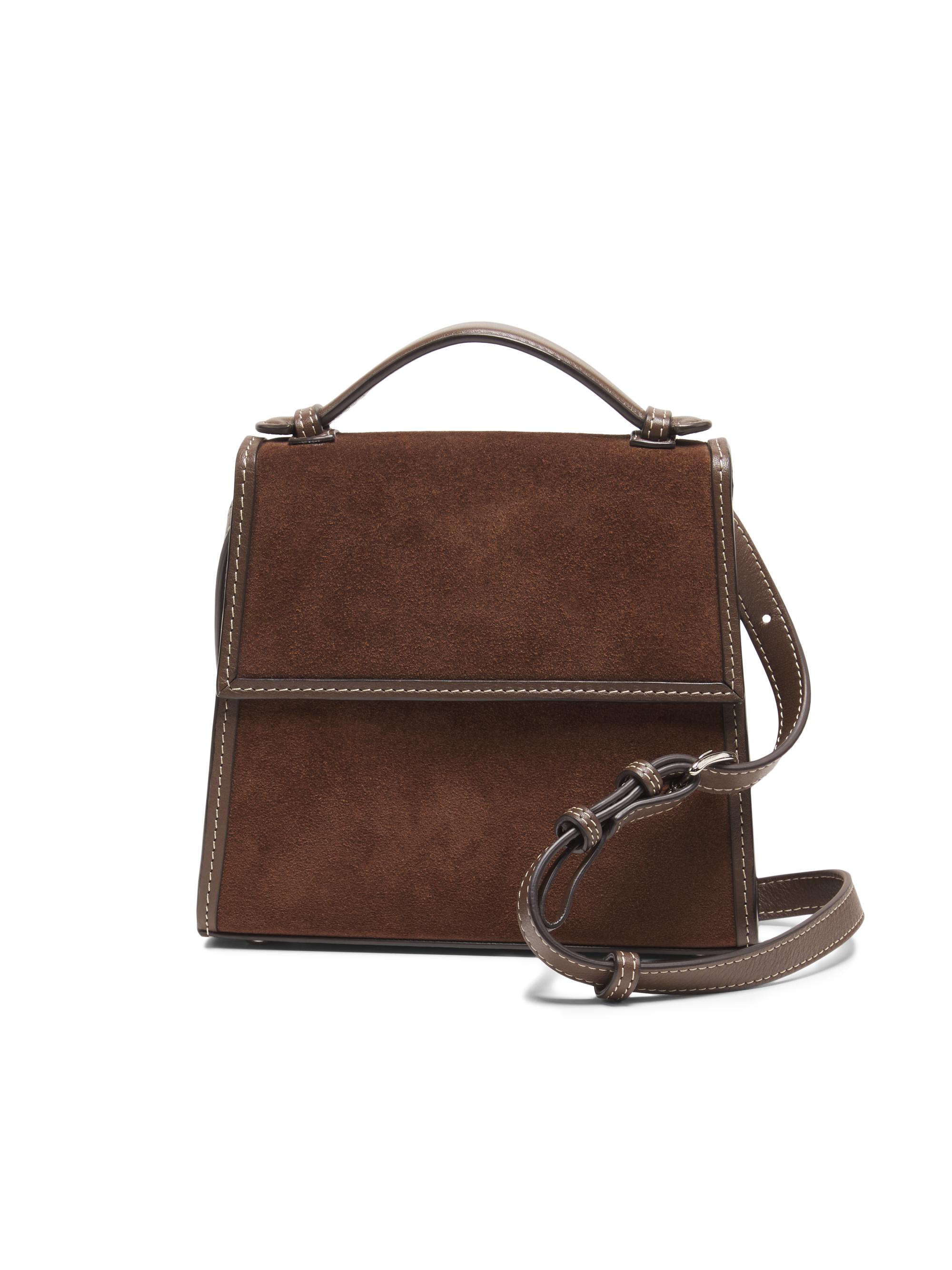 Hunting Season Women's  Suede Top Handle Bag - Dark Brown