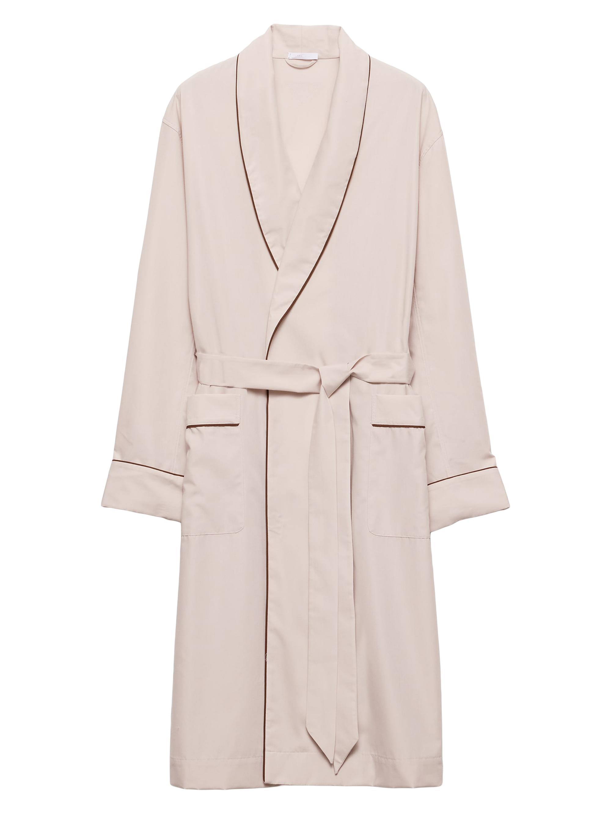 Prada Men's Cotton Blend Robe Coat - Beige Khaki