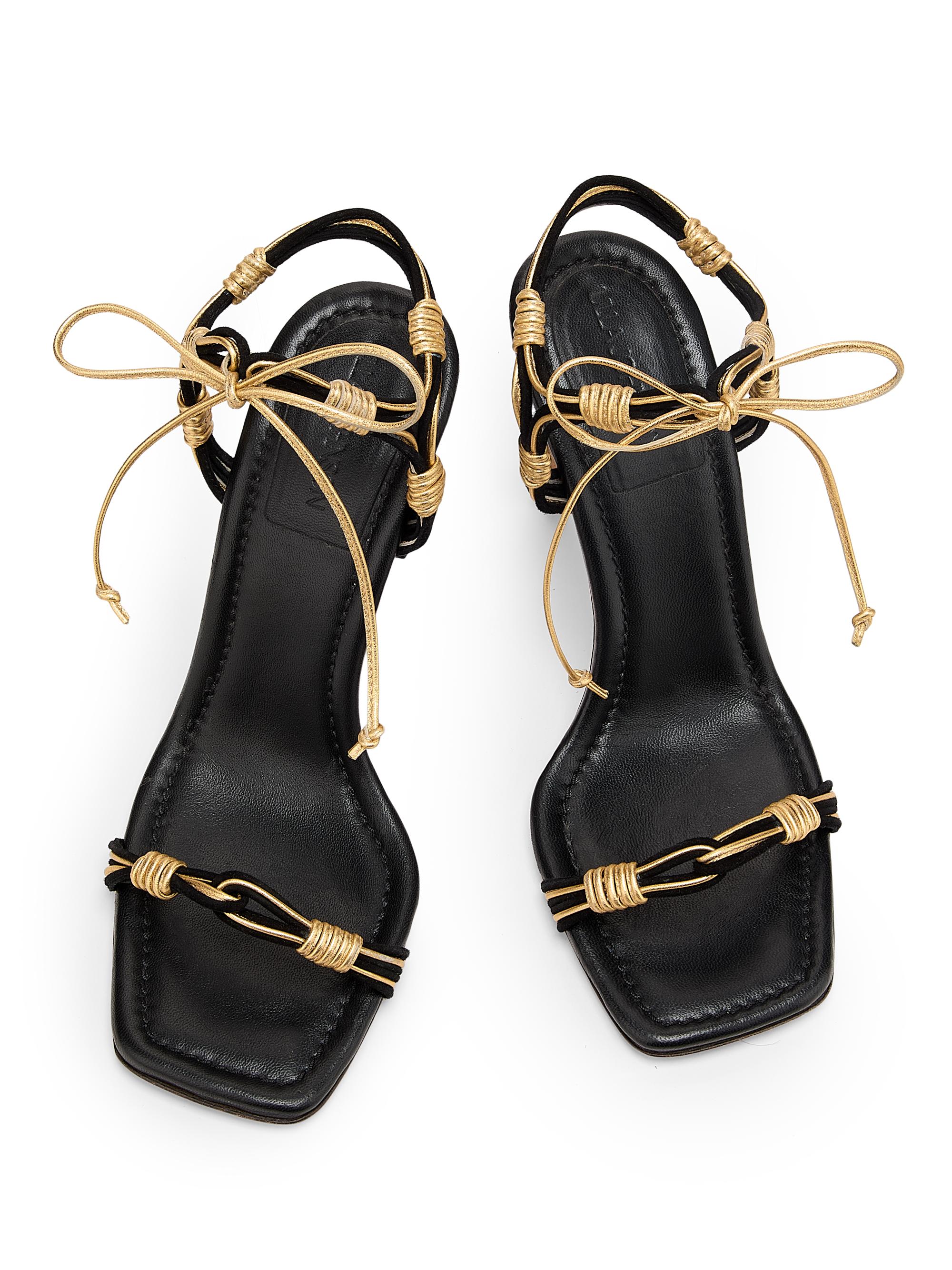 Ulla Johnson Women's Aris 95MM Leather & Suede Stiletto Sandals - Black - detail view in Black