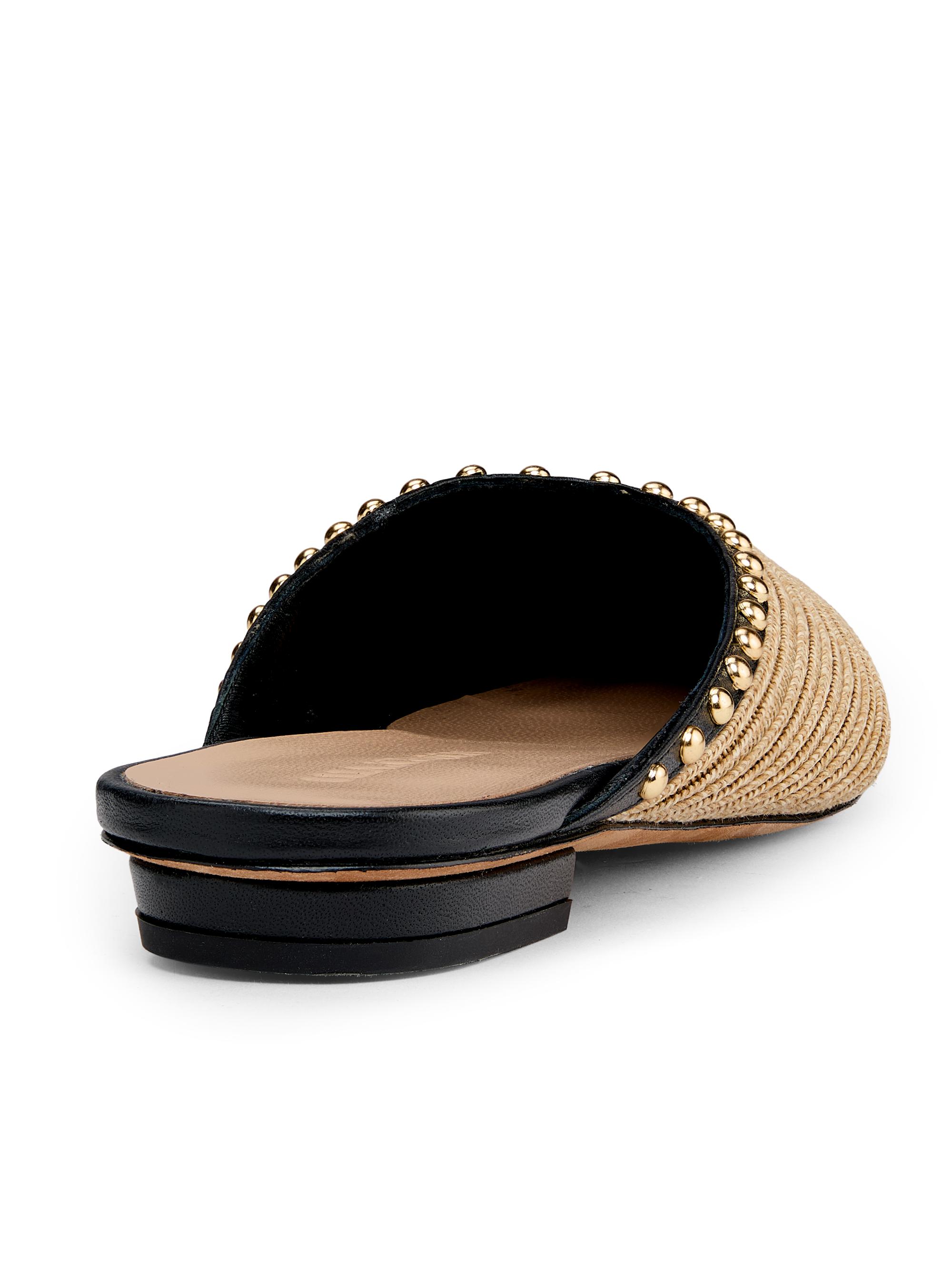 Ulla Johnson Women's Hera Raffia Studded Leather-Trimmed Mules - Natural - side view in Beige