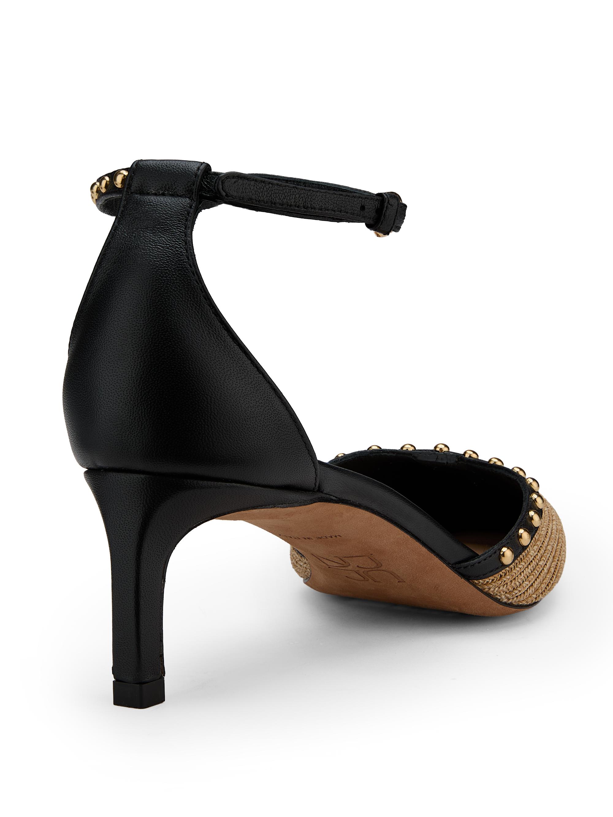 Ulla Johnson Women's Hera 50MM Raffia & Leather Pumps - Natural - side view in Beige