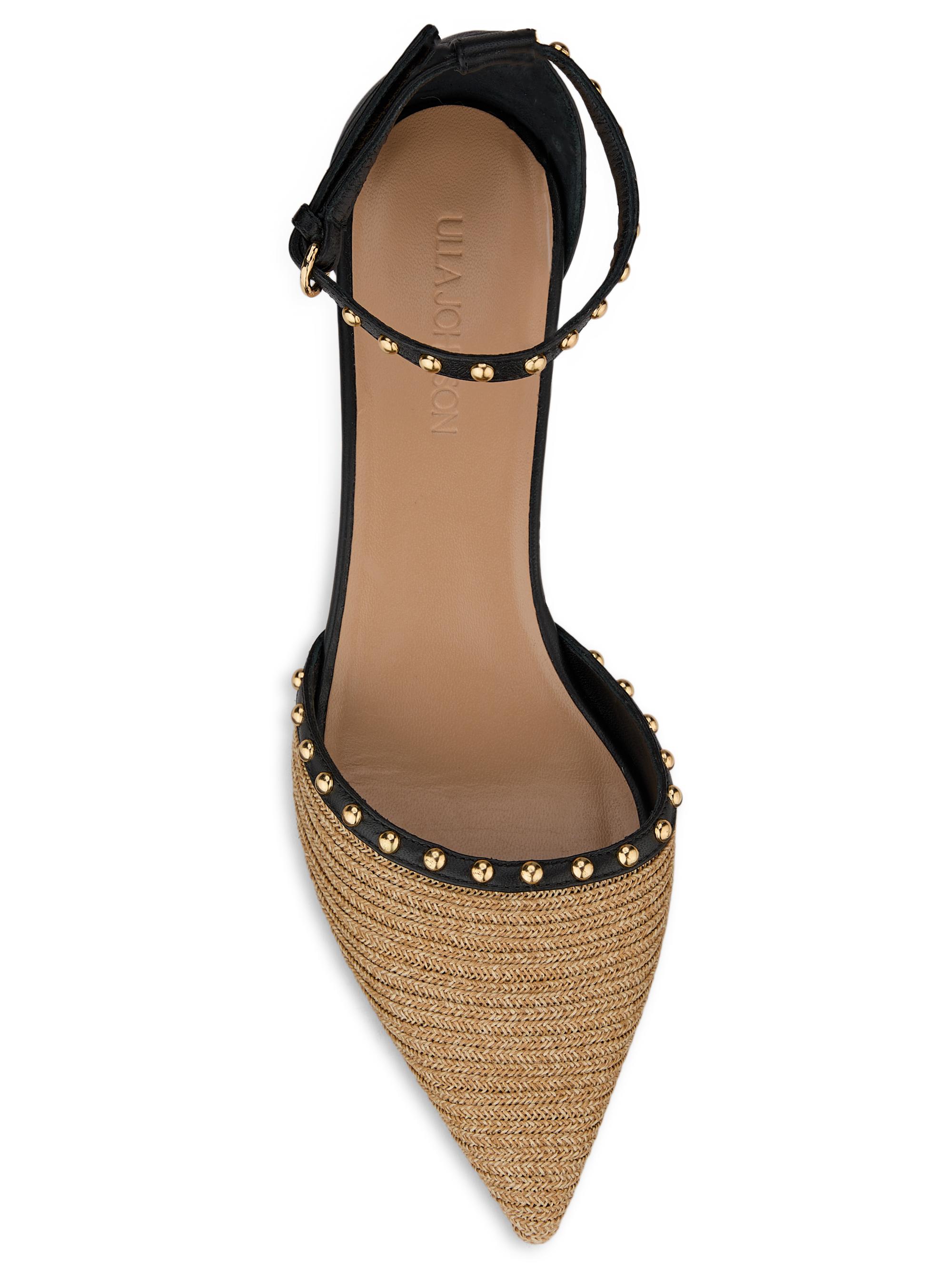 Ulla Johnson Women's Hera 50MM Raffia & Leather Pumps - Natural - detail view in Beige