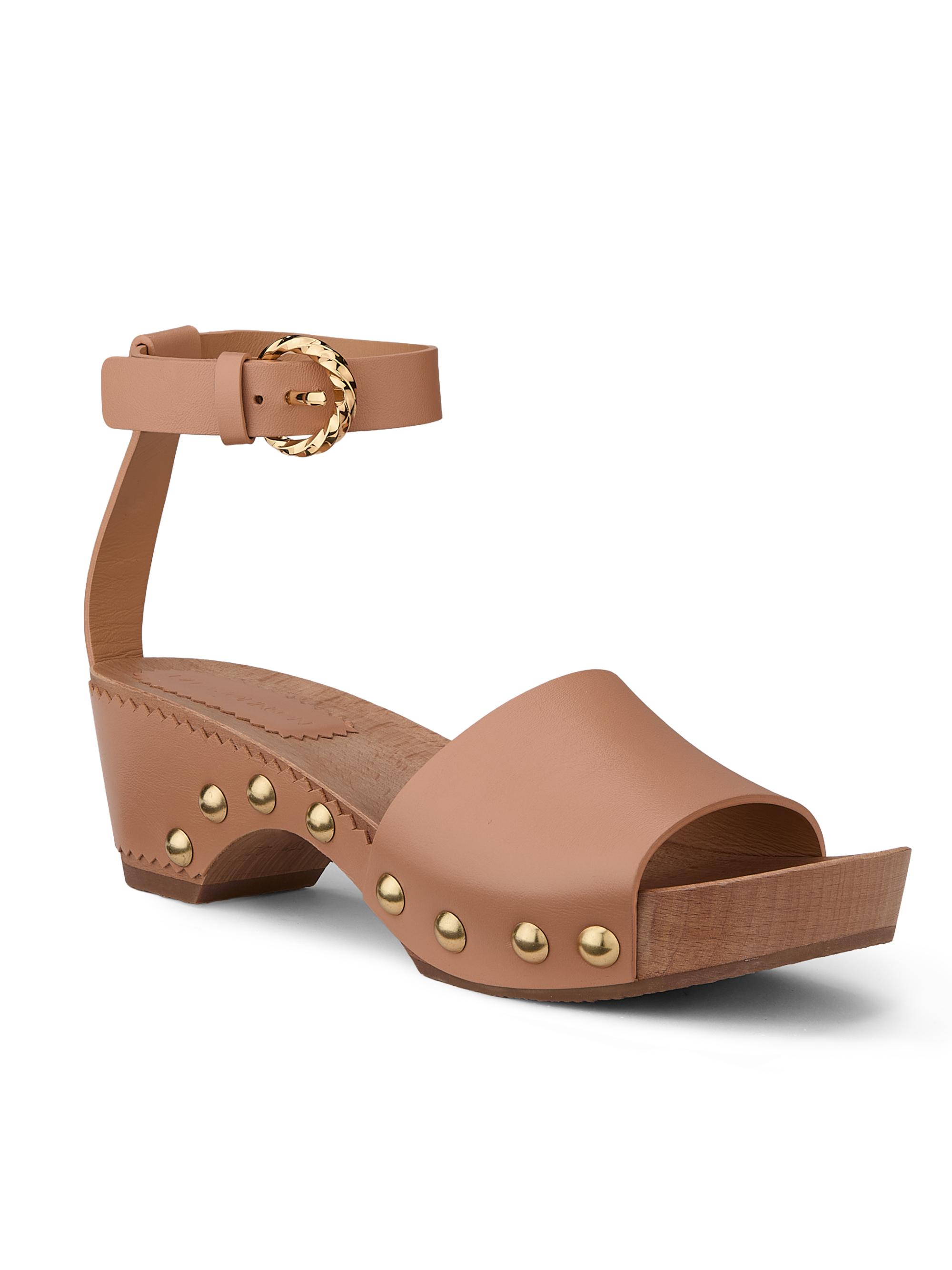 Ulla Johnson Women's Esti 65MM Studded Leather Clogs - Beige - back view in Beige