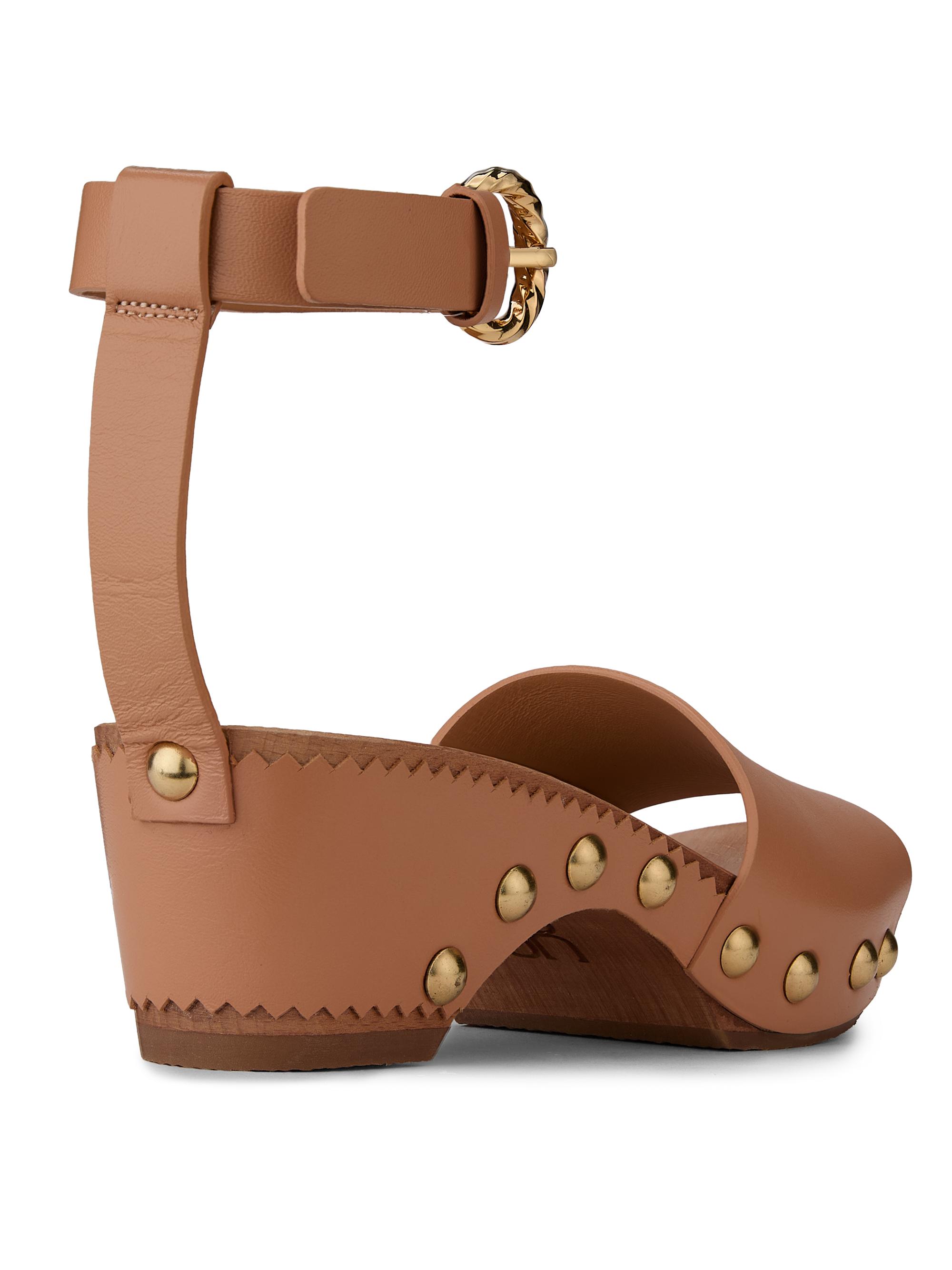 Ulla Johnson Women's Esti 65MM Studded Leather Clogs - Beige - side view in Beige