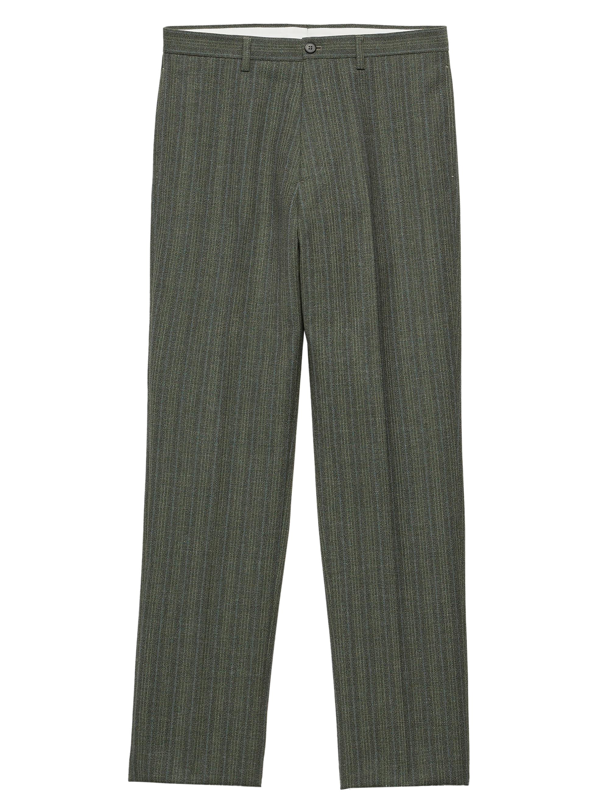 Prada Men's Pinstriped Wool Blend Pants - Green