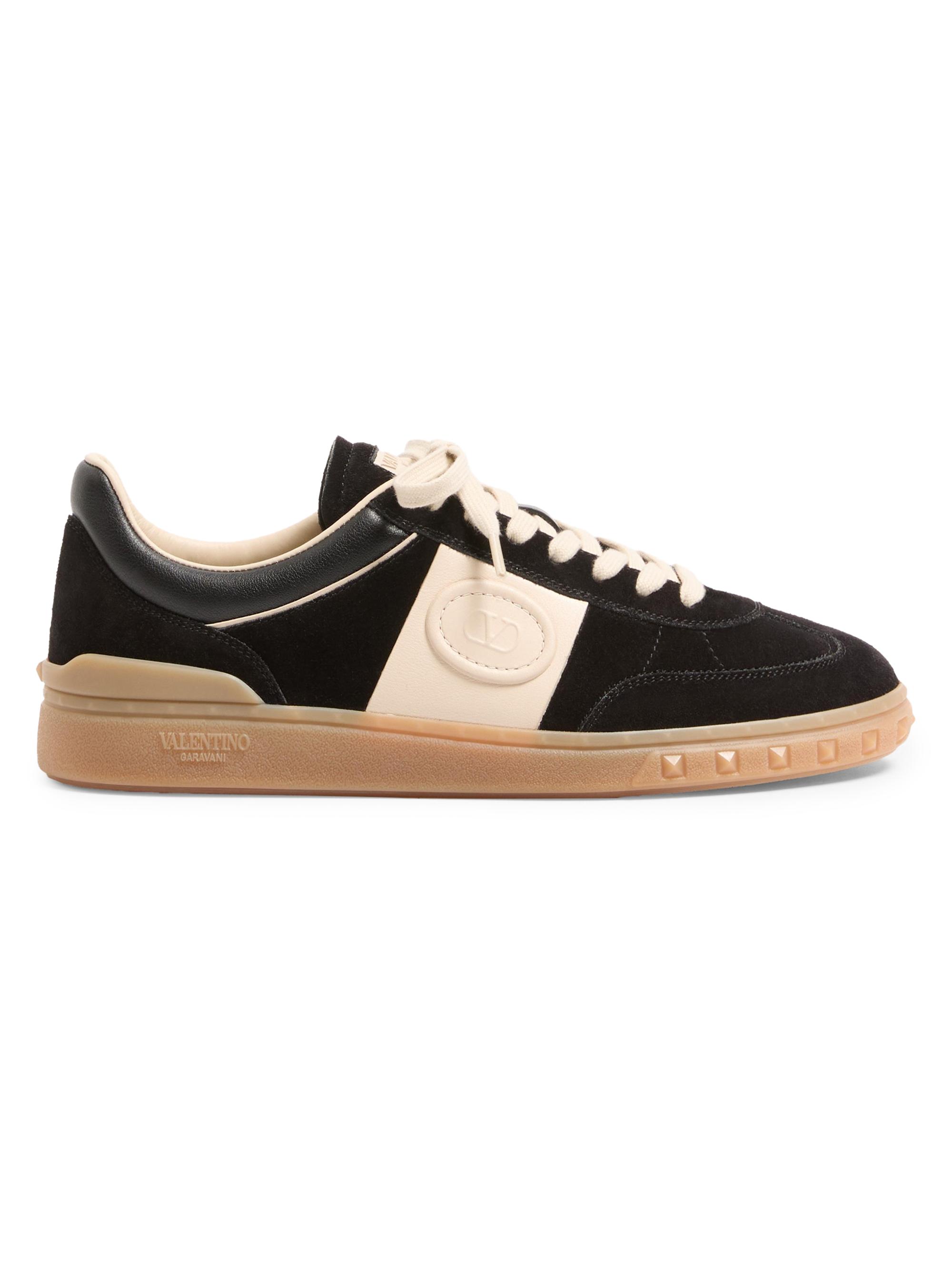 Valentino Garavani Men's Upvillage Low Top Sneakers in Split Leather - Black Glace
