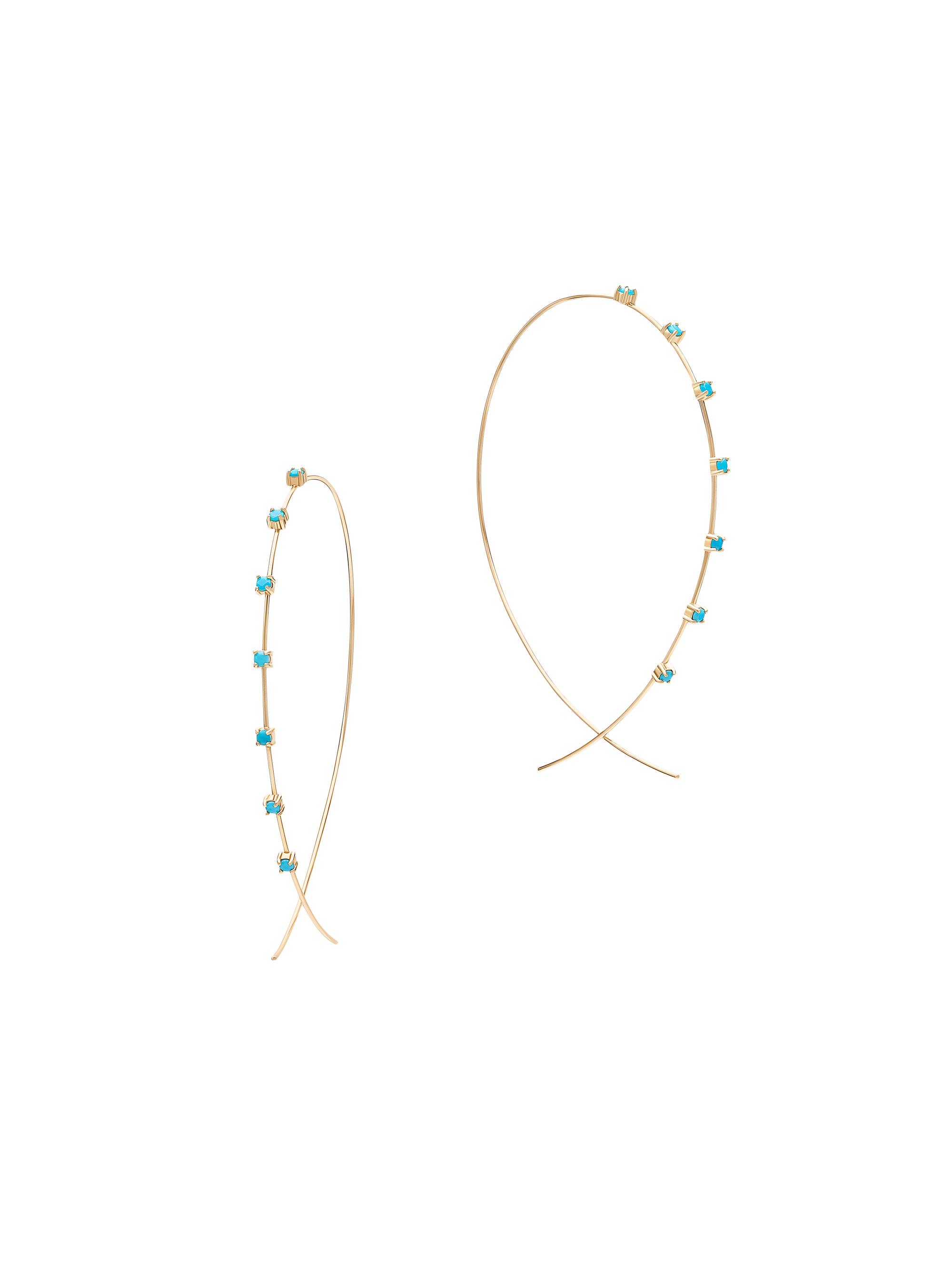 Lana Women's 14K Yellow Gold & Turquoise Upside-Down Hoop Earrings/64MM - Yellow Gold