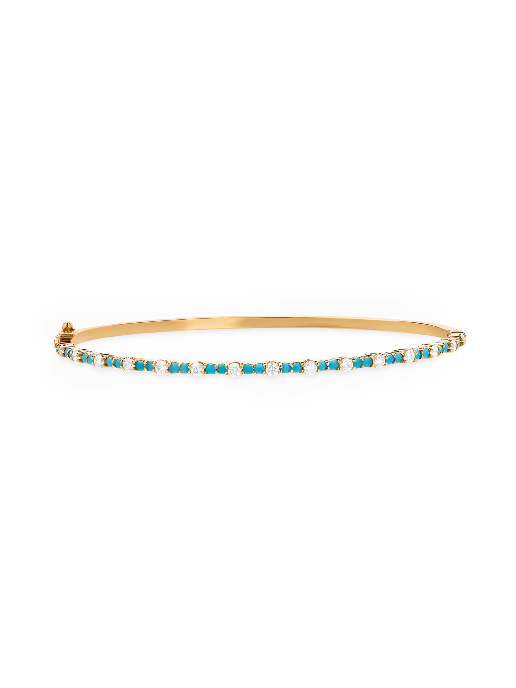 Lana Women's 14K Yellow Gold, Turquoise & 0.88 TCW Diamond Bangle - Yellow Gold