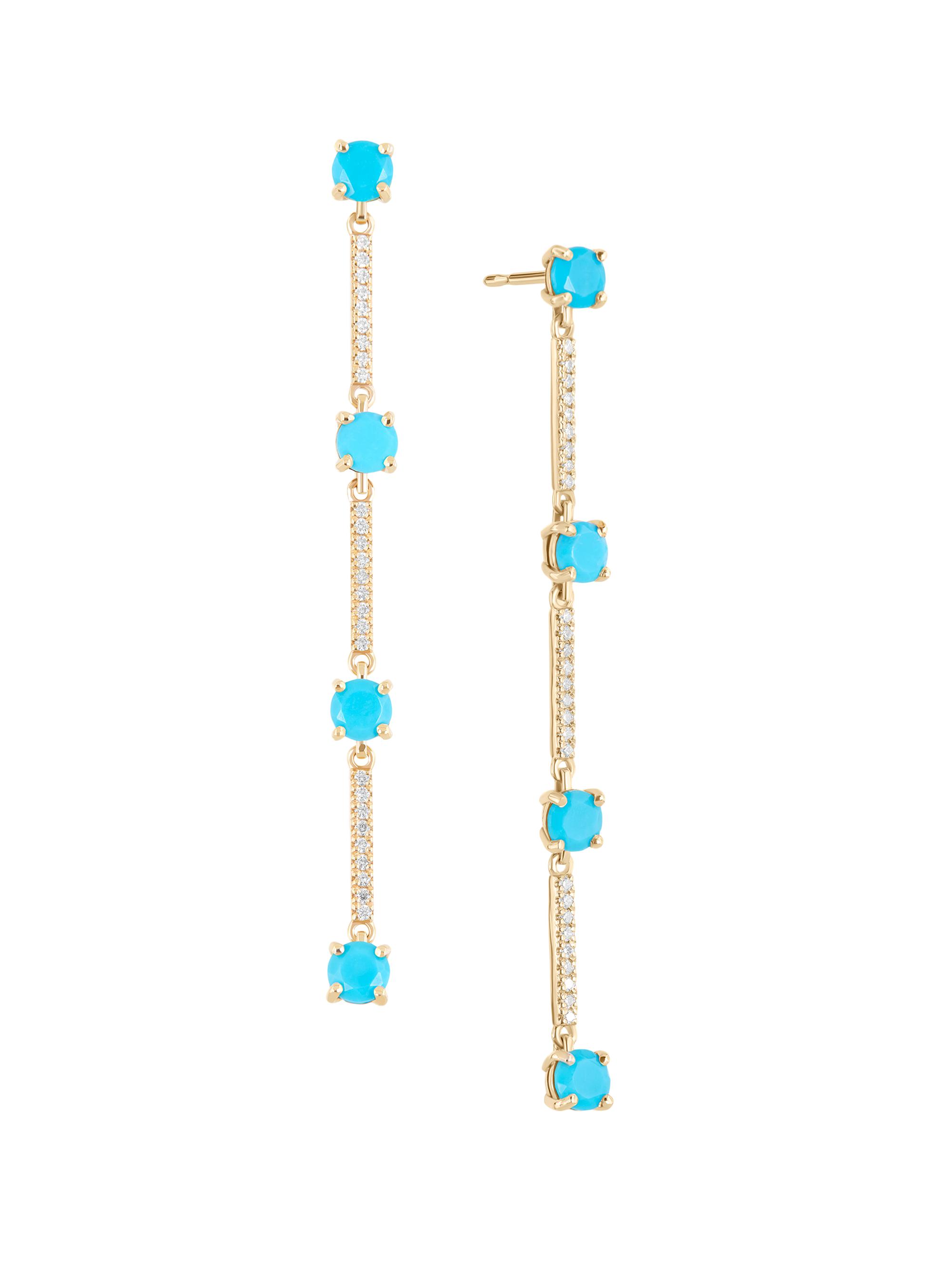 Lana Women's Solo 14K Yellow Gold, Turquoise & 1.32 TCW Diamond Drop Earrings - Yellow Gold