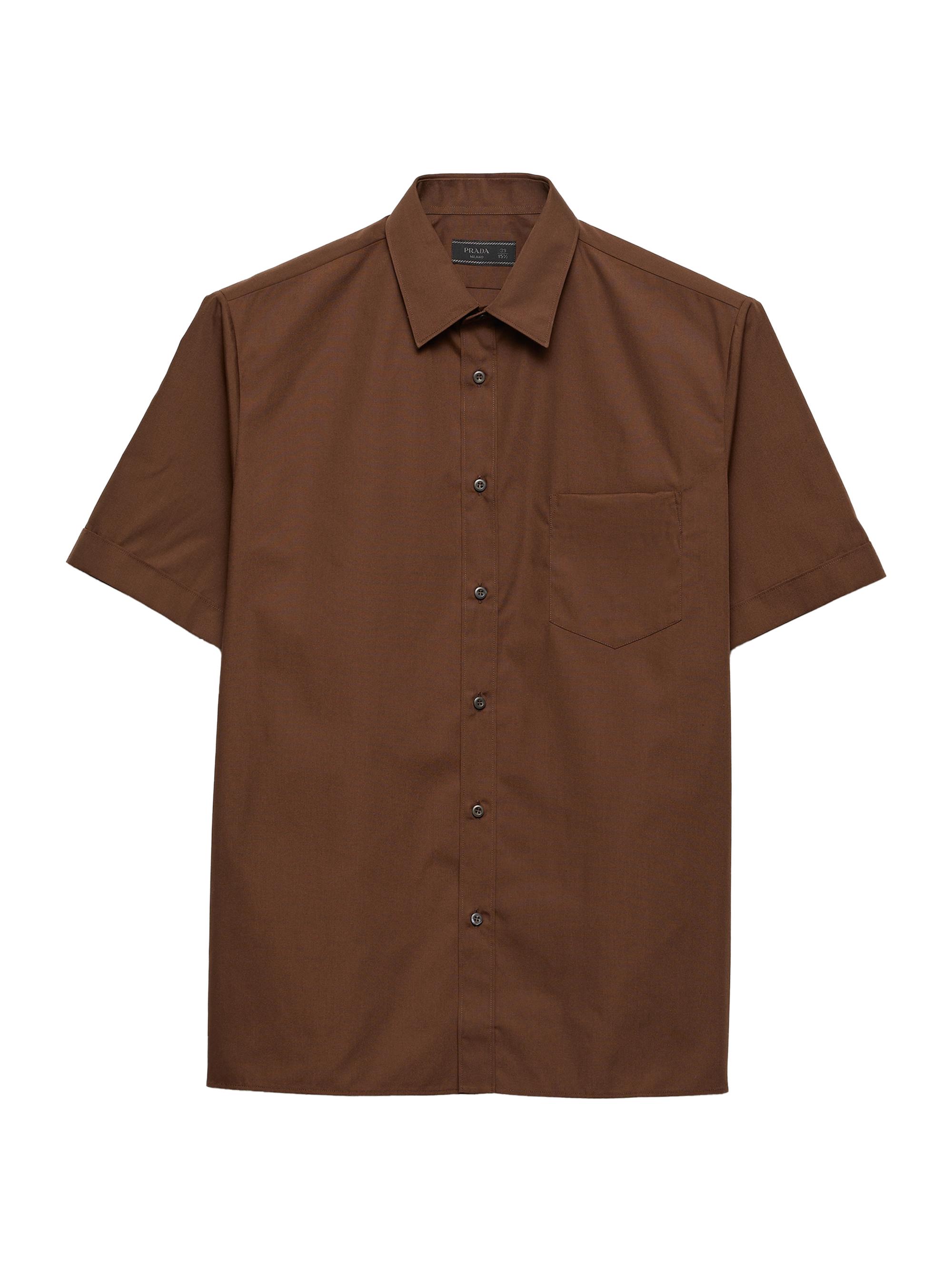 Prada Men's Short-Sleeved Cotton Blend Shirt - Brown