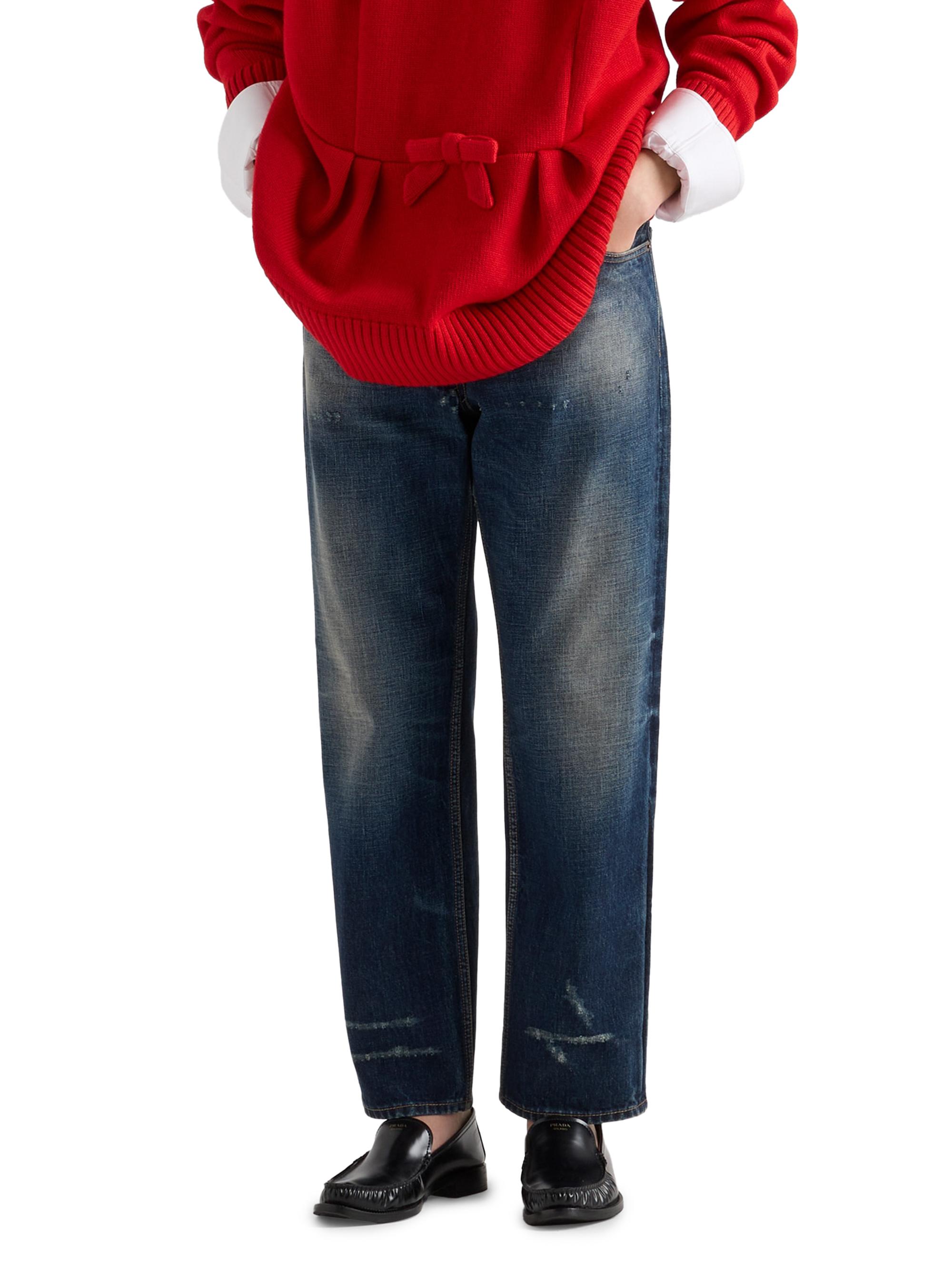 PRADA デニム Prada bleached-effect straight-leg Jeans | Blue | FARFETCH