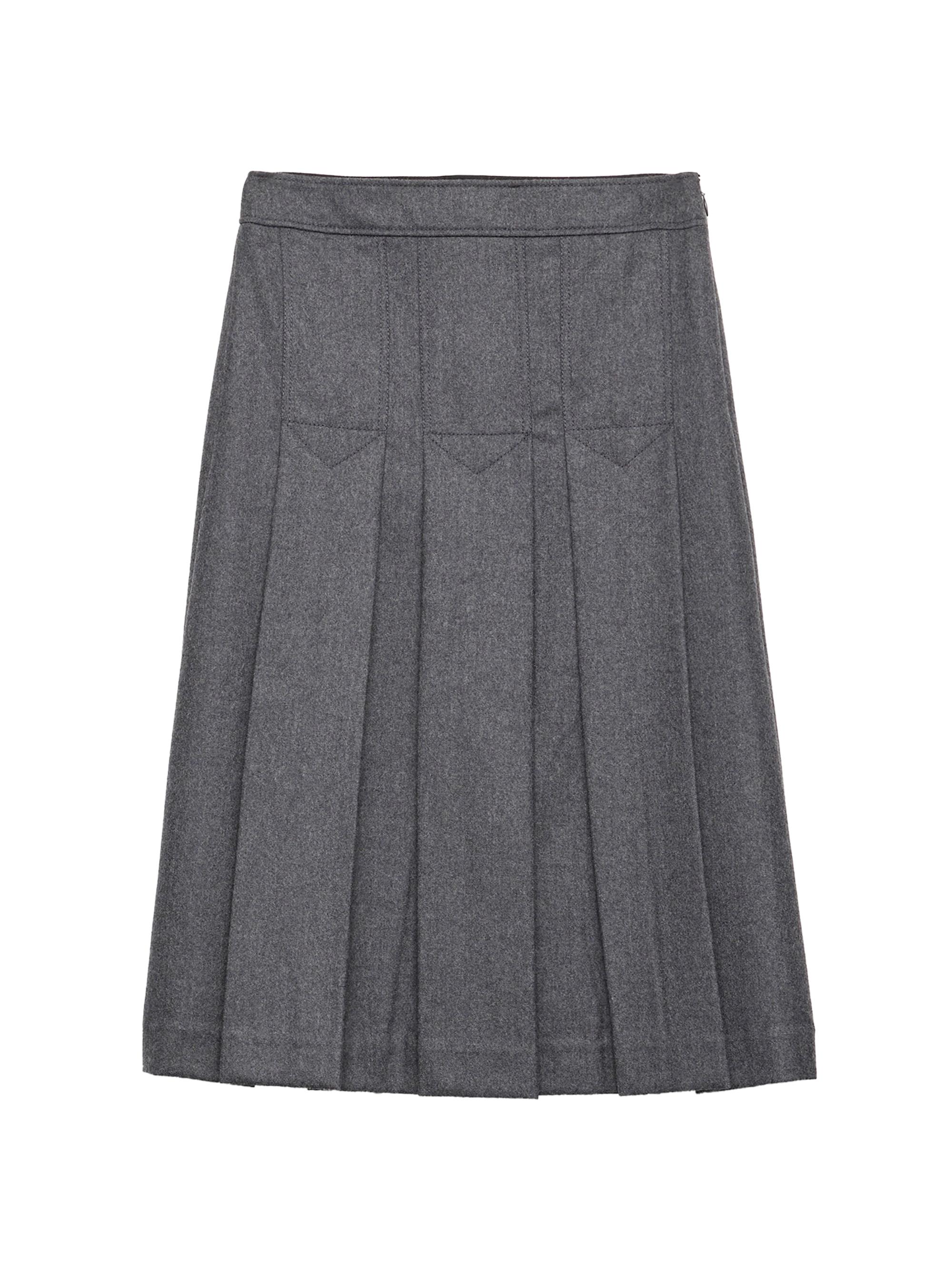 Prada Women's Pleated Flannel Skirt - Grey