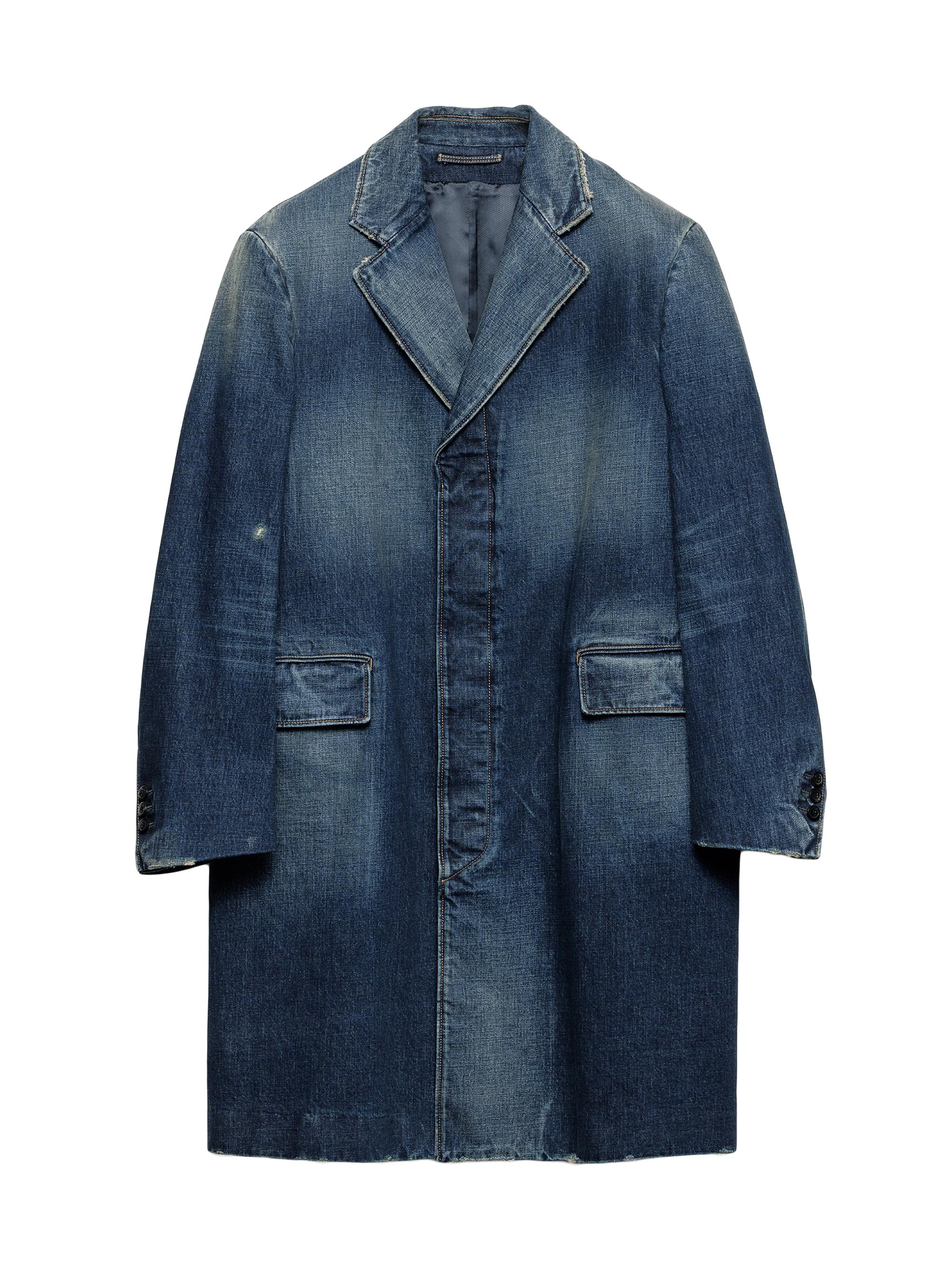 Prada Men's Washed Denim Coat - Blue