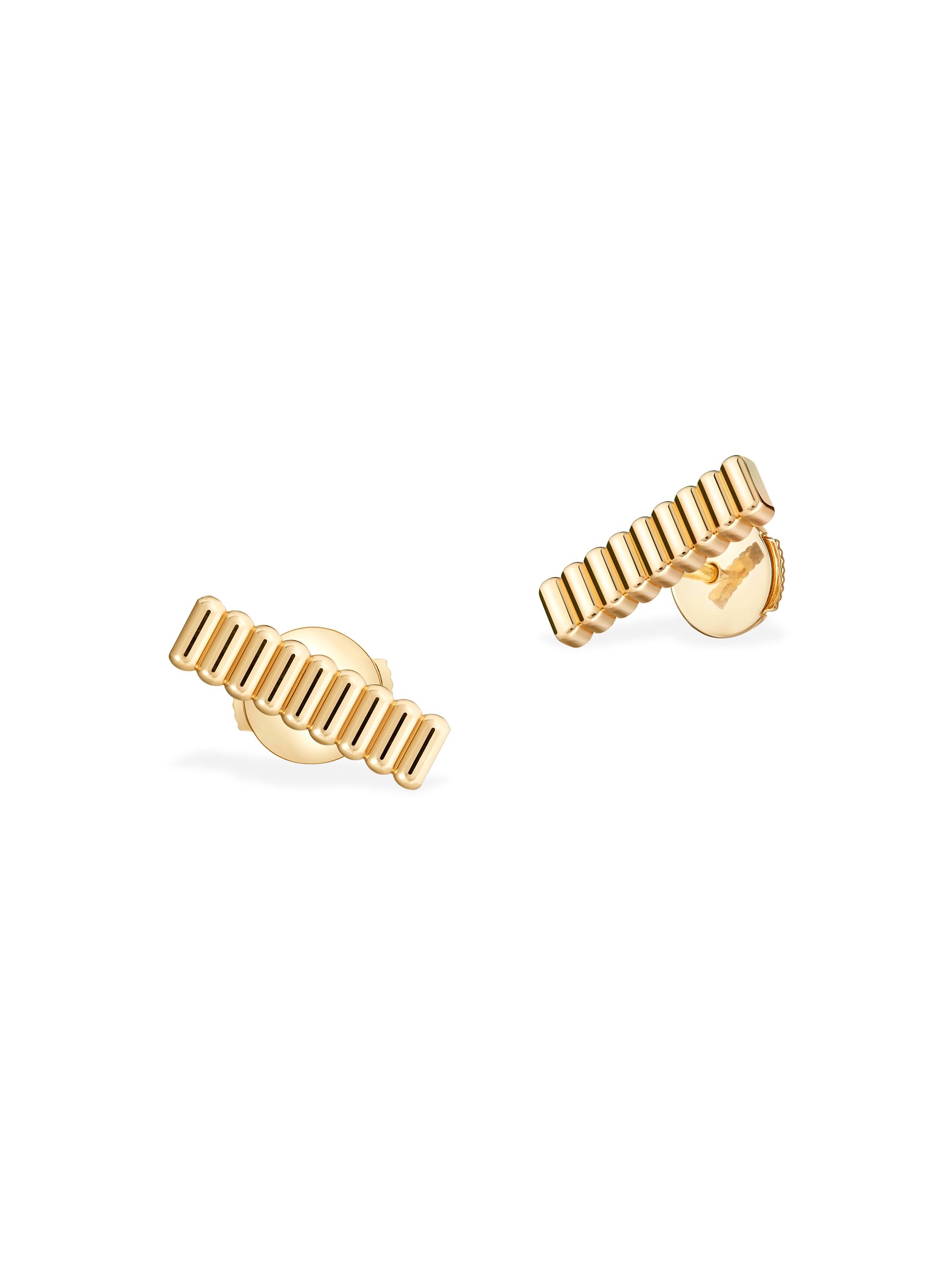 Boucheron Women's Quatre 18K Yellow Gold Grosgrain Stud Earrings - Yellow Gold