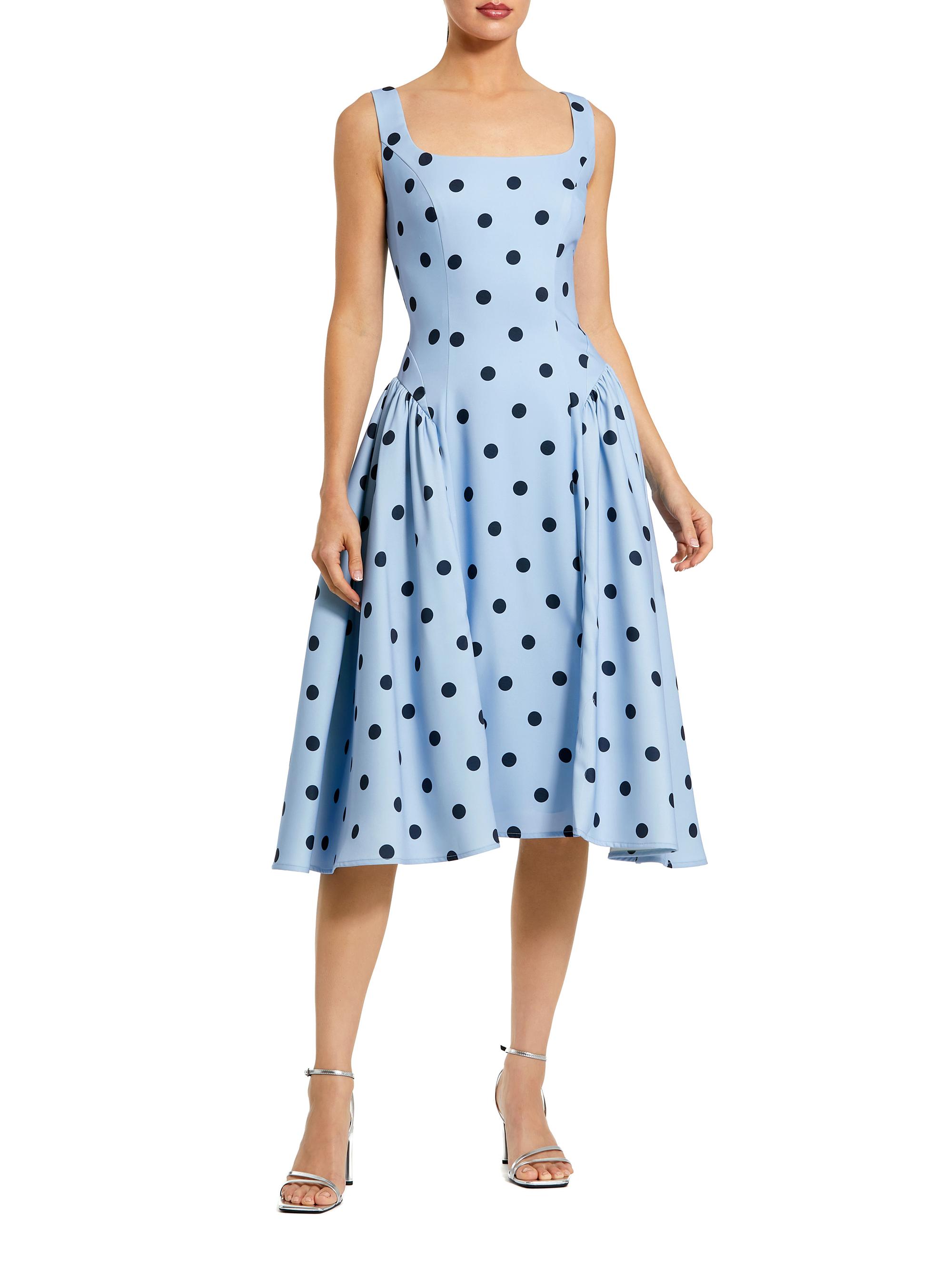 Mac Duggal Women's Polka Dot Crepe Midi-Dress - Sky Multi
