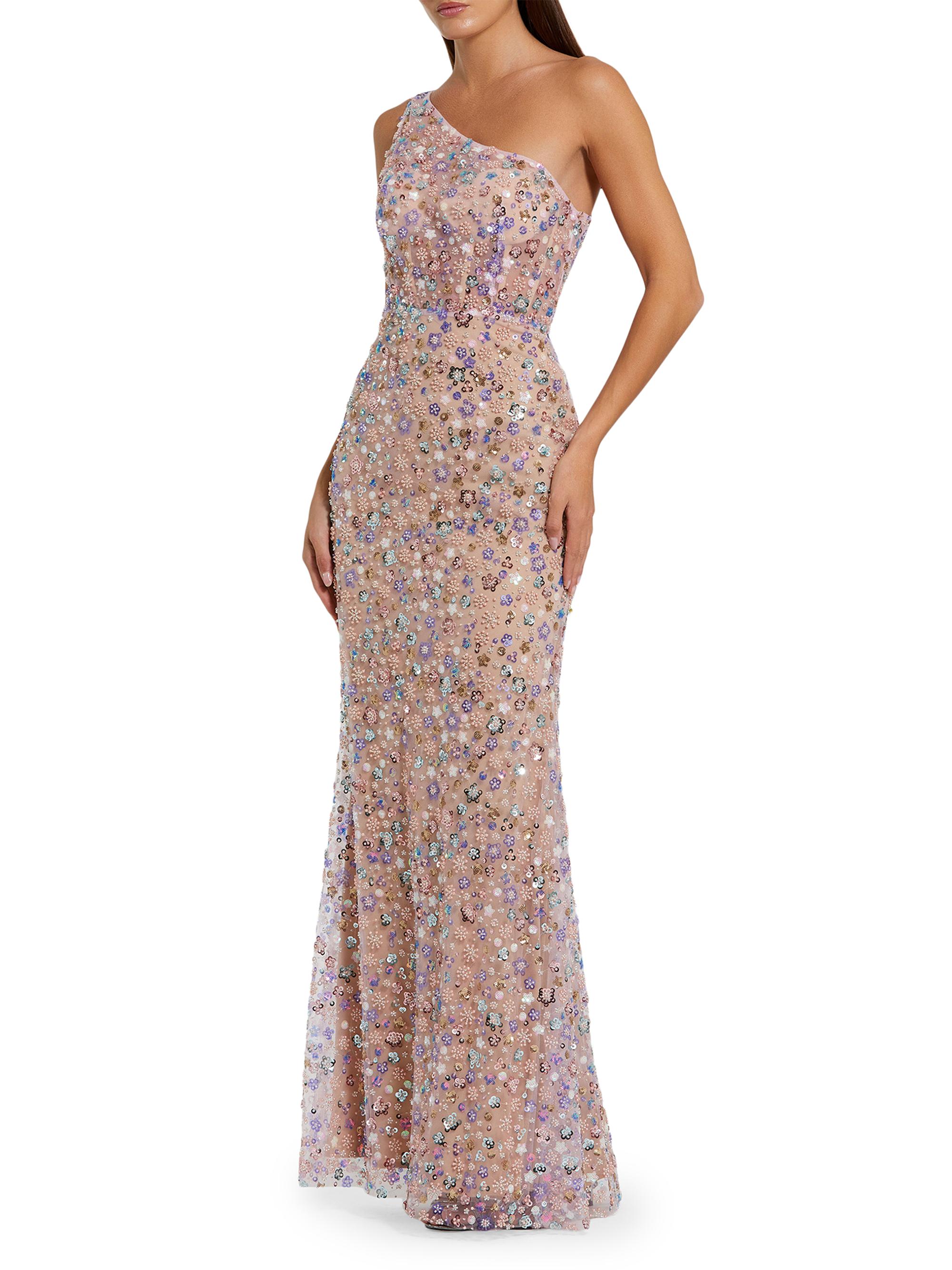 Mac Duggal Women's Floral-Embellished One-Shoulder Gown - Pink Multi