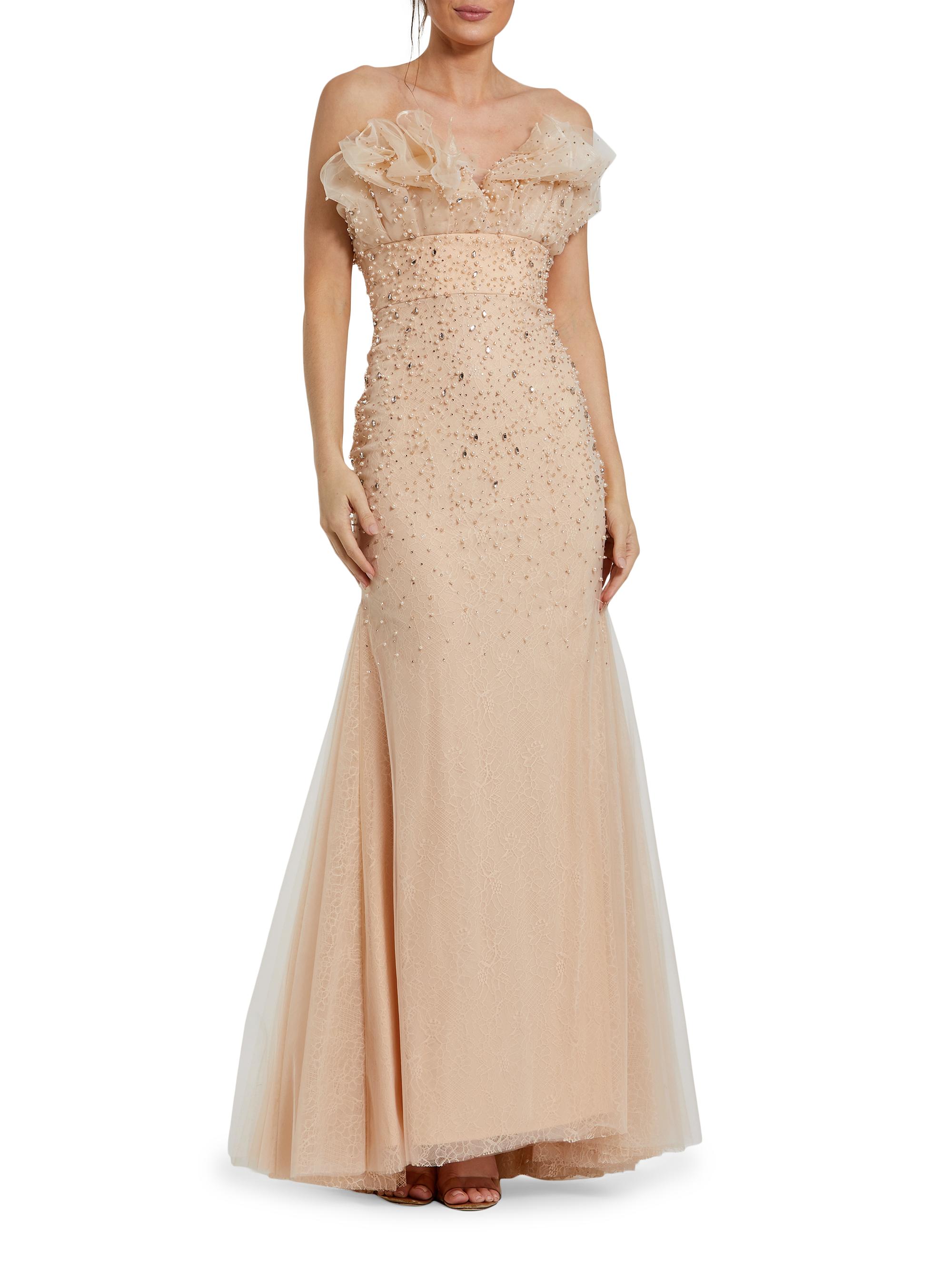 Mac Duggal Women's Embellished Ruffle Mermaid Gown - Porcelain