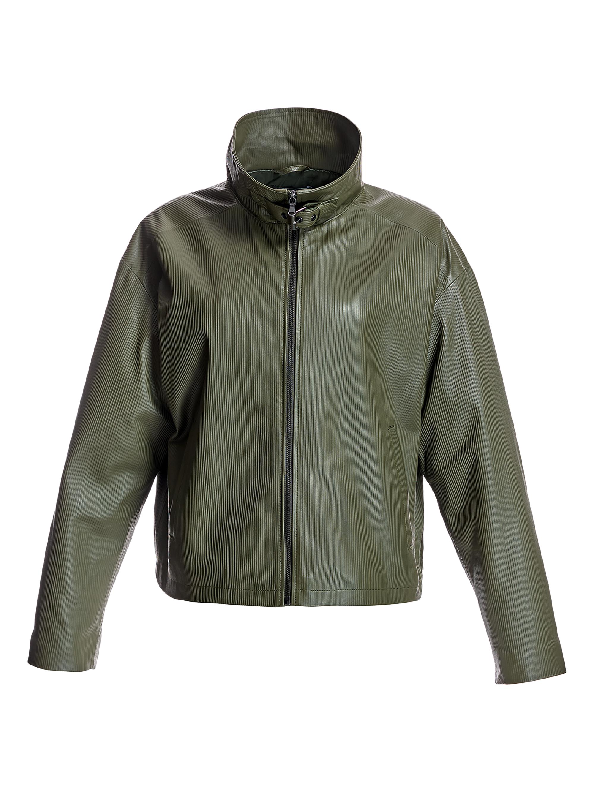 Maximilian Women's  Leather Jacket - Khaki Green