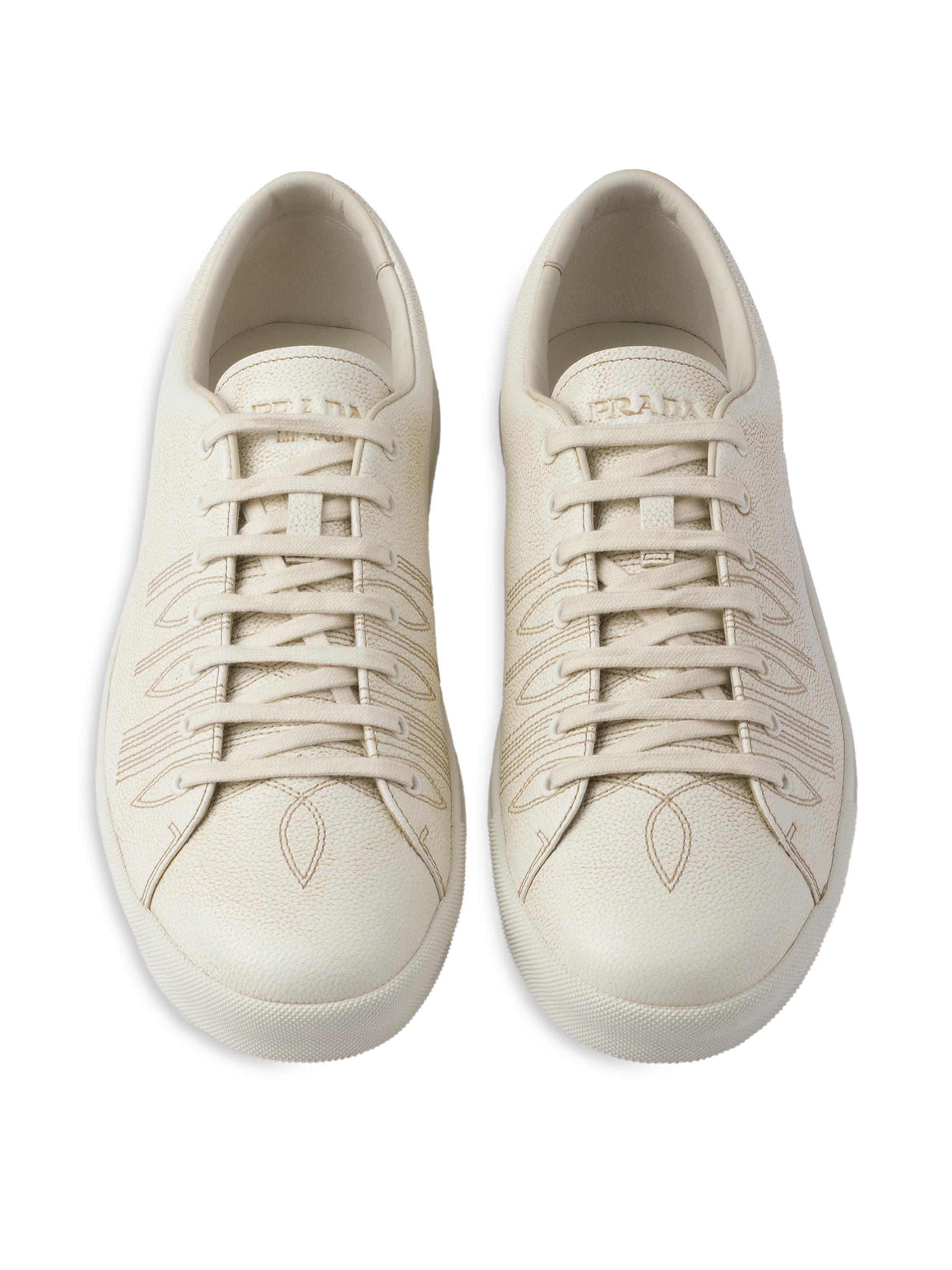 Prada Aged-Effect Leather Sneakers | Saks Fifth Avenue