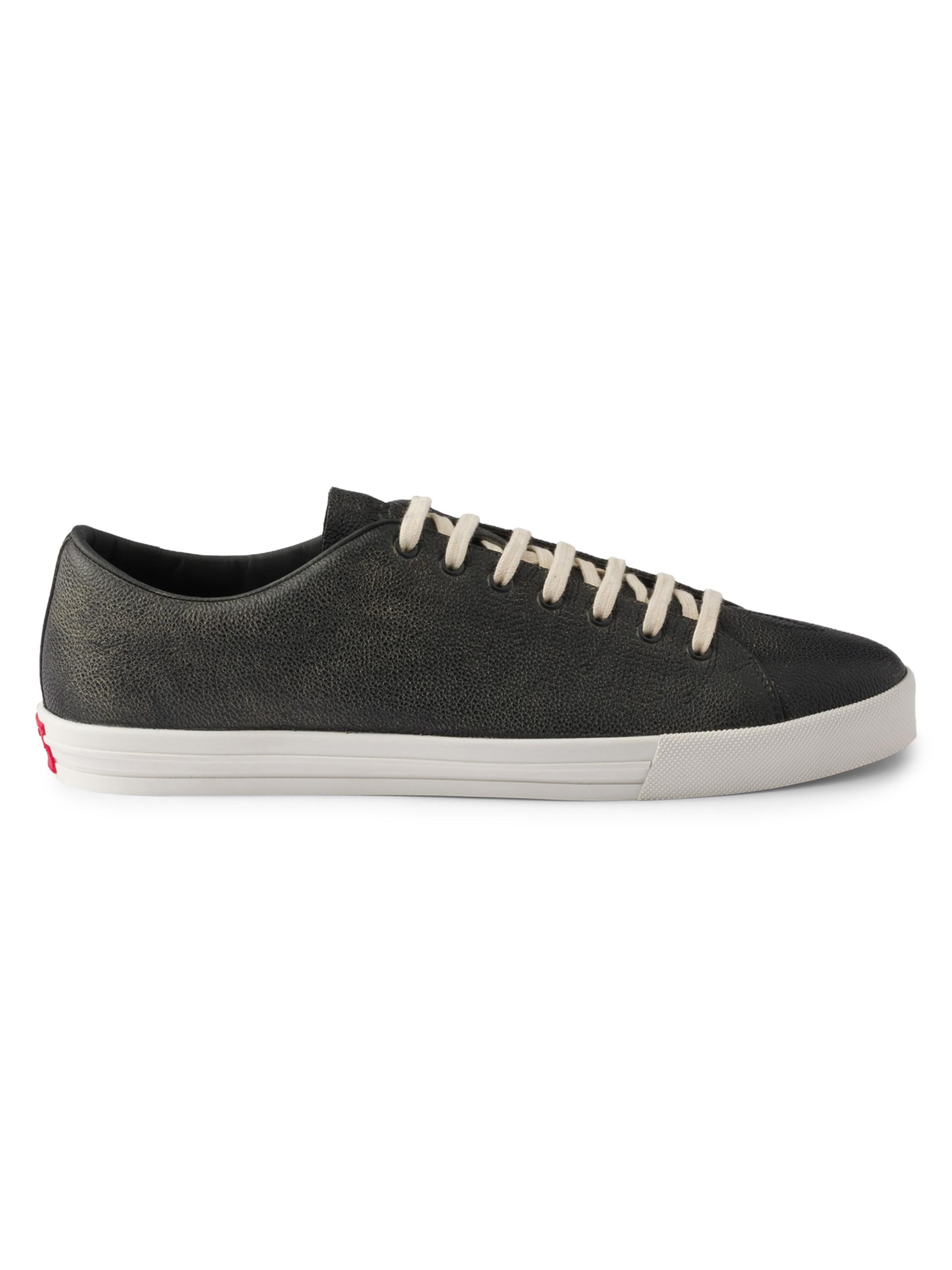 Prada Women's Aged-Effect Leather Sneakers - Black