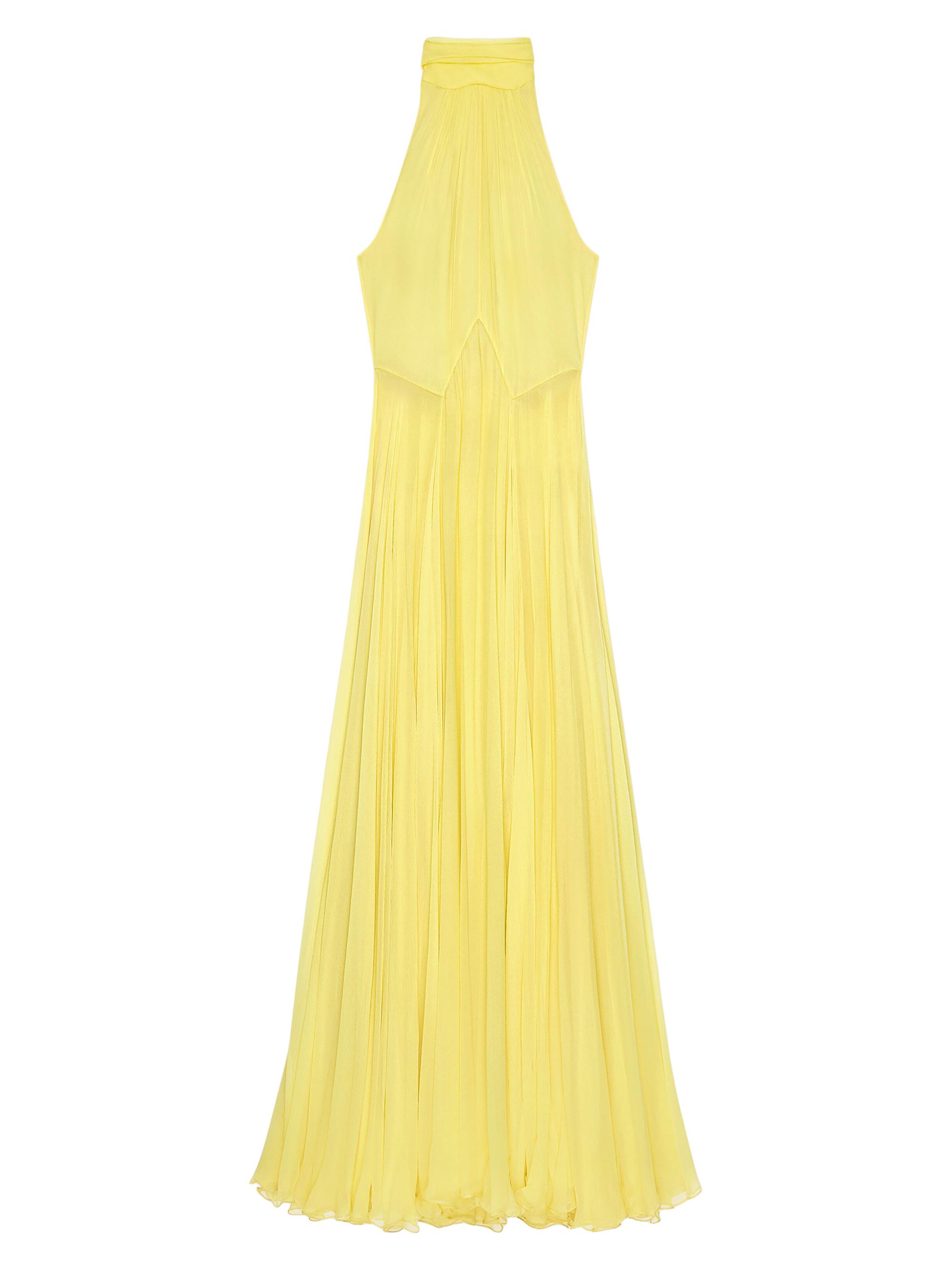 Givenchy Women's Evening Dress in Silk Chiffon with Bow - Acid Yellow