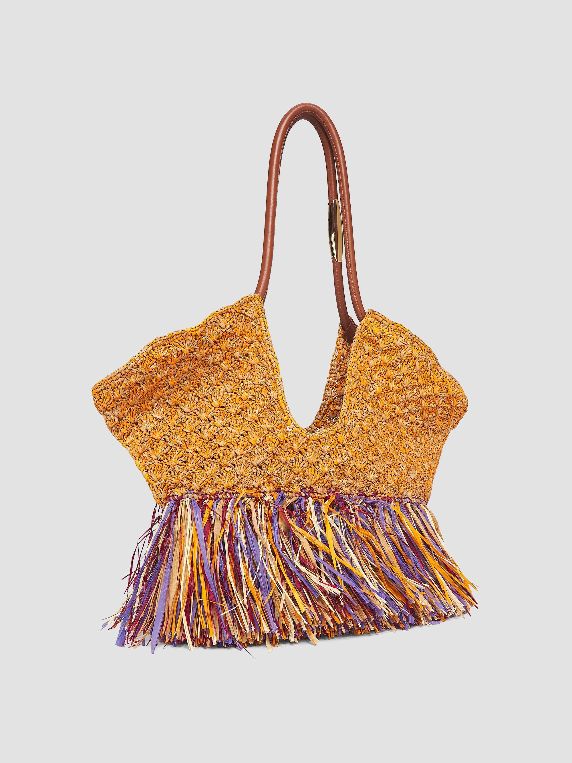 Zimmermann Medium Goldtentime Fringe Raffia Tote Bag | Saks Fifth