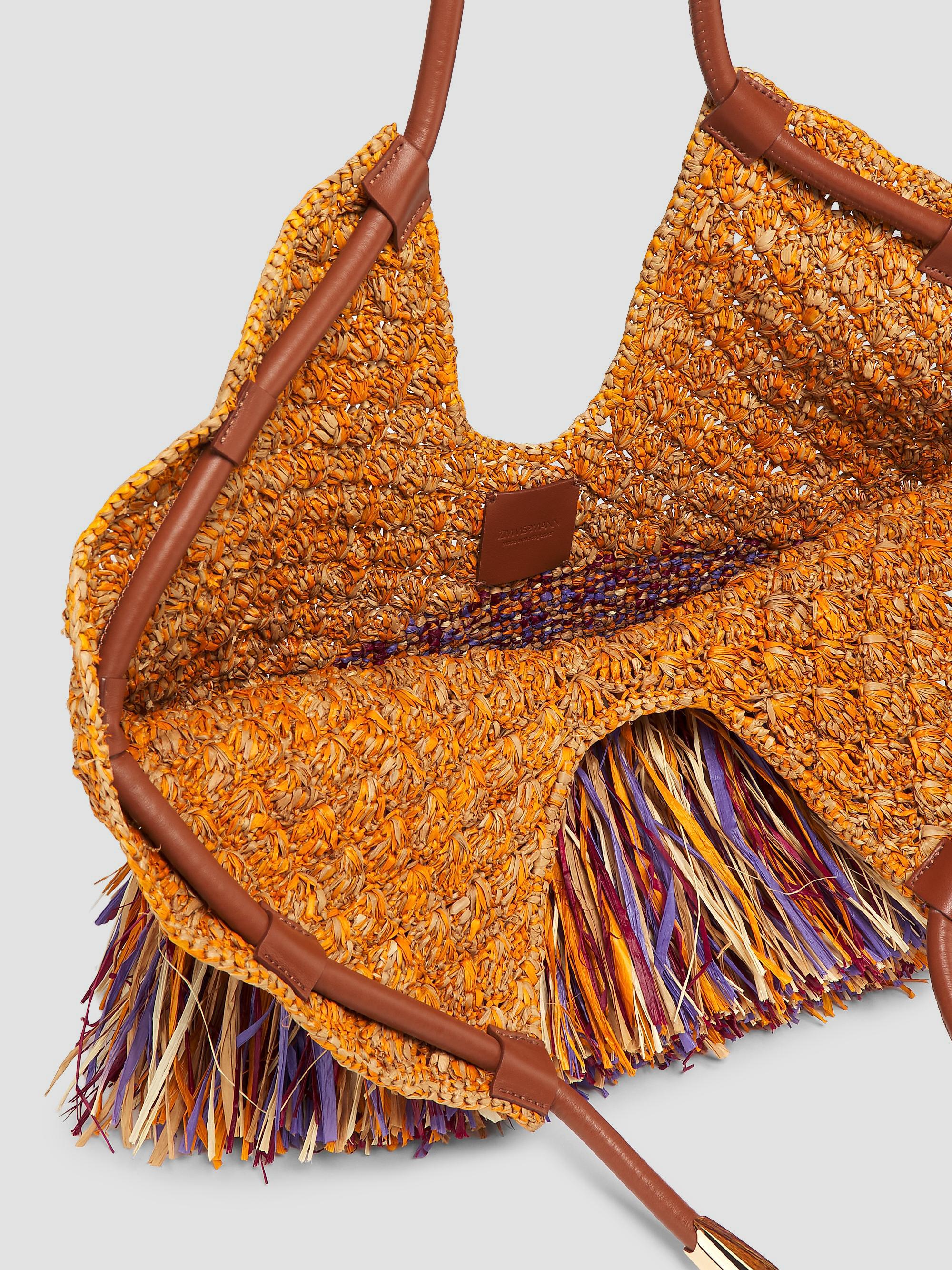 Zimmermann Medium Goldtentime Fringe Raffia Tote Bag | Saks Fifth