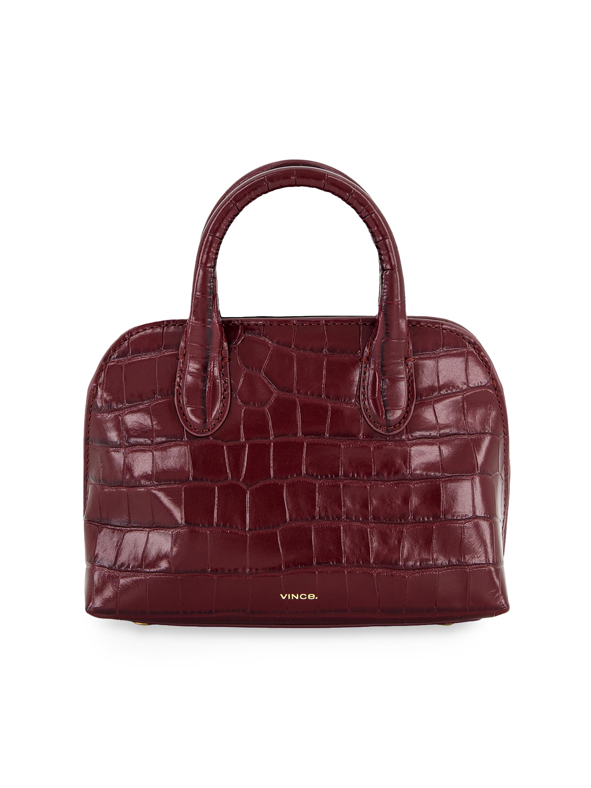 Vince Mini Delphine Croc-Embossed Leather Top Handle Bag | Saks
