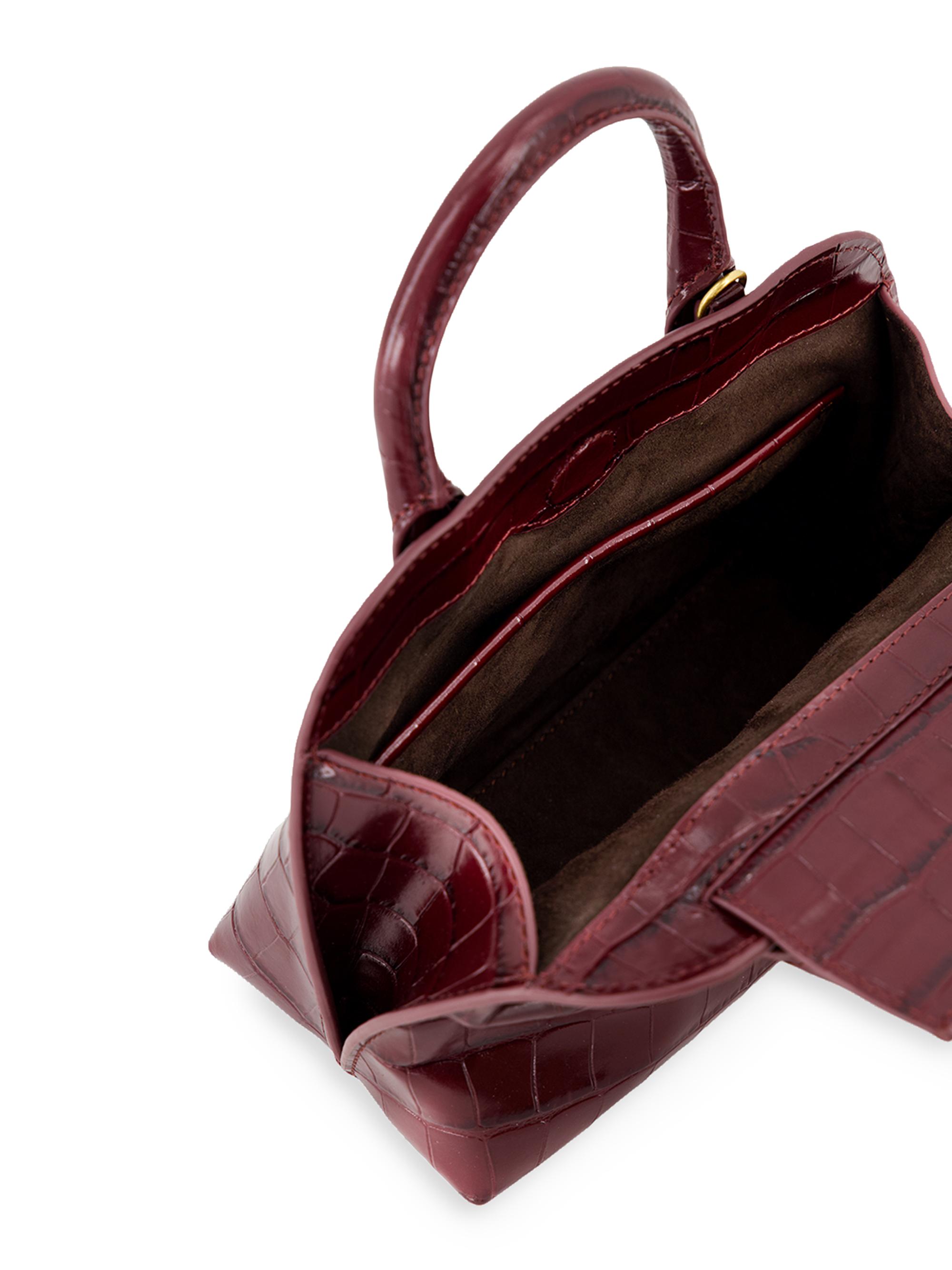 Vince Mini Delphine Croc-Embossed Leather Top Handle Bag | Saks