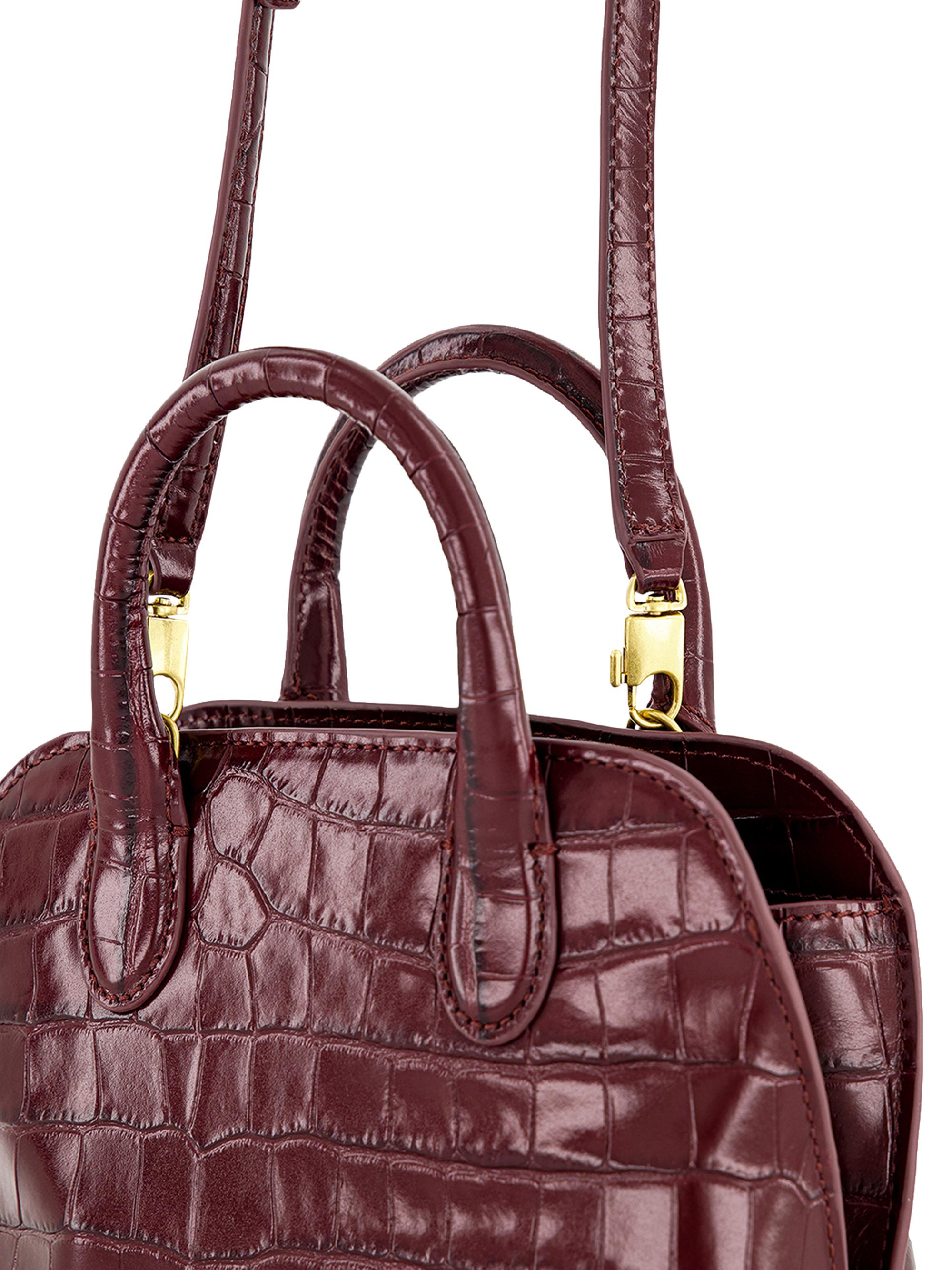 Vince Mini Delphine Croc-Embossed Leather Top Handle Bag | Saks