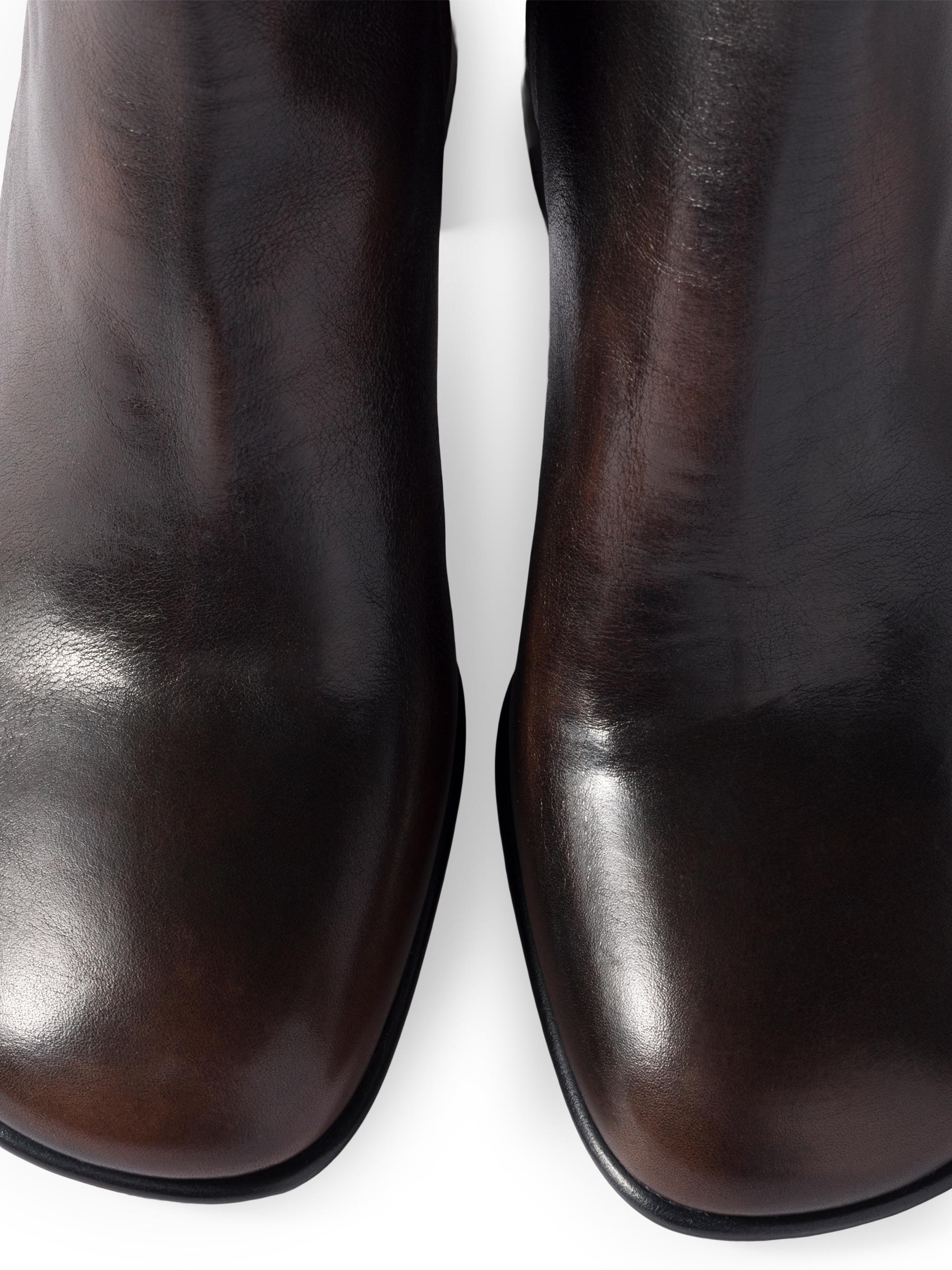 miumiu ダークブラウン サイドゴアブーツ 7 1/2 Miu Miu Fume Calf Booties | Saks Fifth Avenue