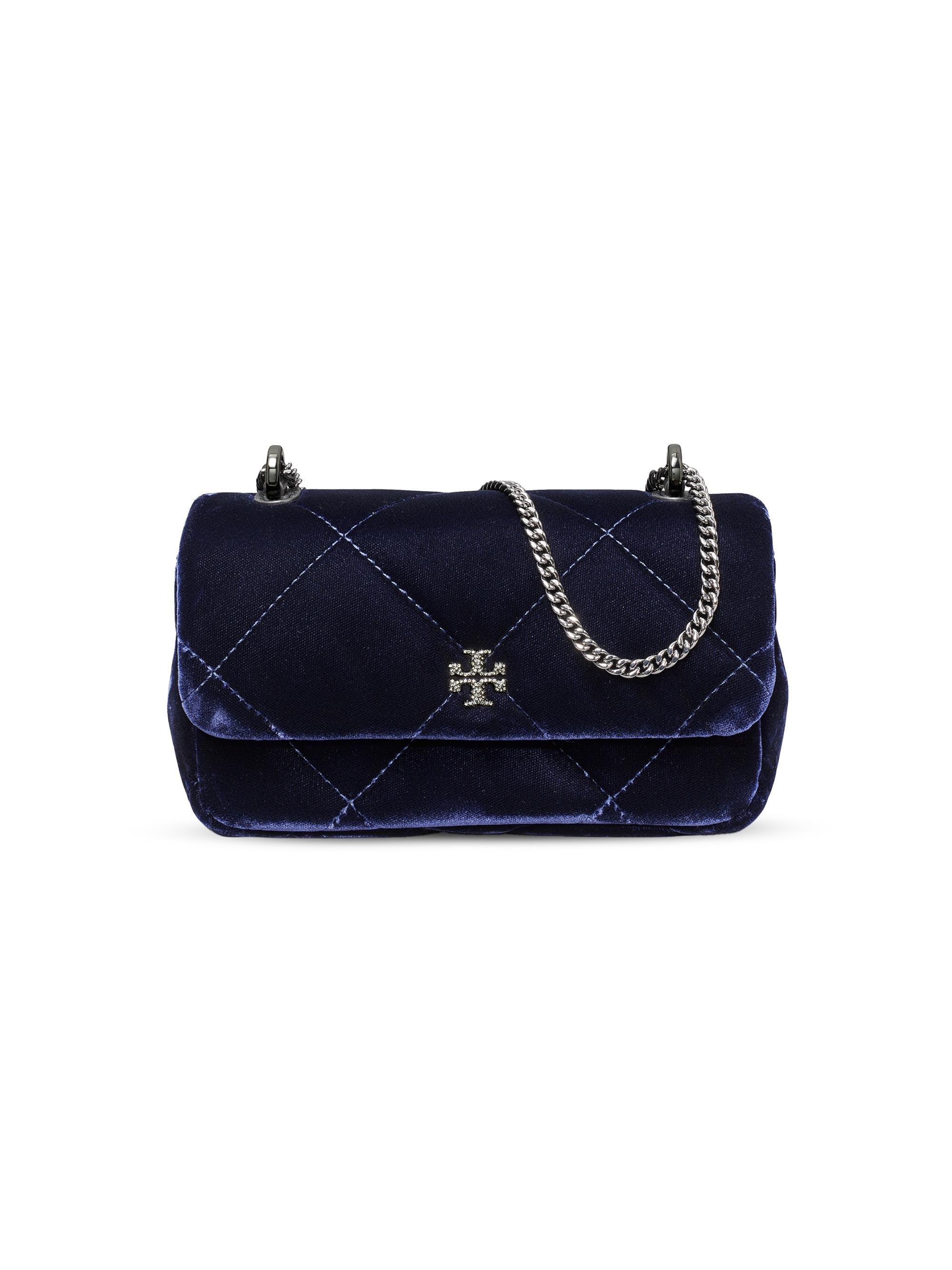 Tory Burch Women's Mini Kira Embellished Quilted Velvet Crossbody Bag - Perfect Navy