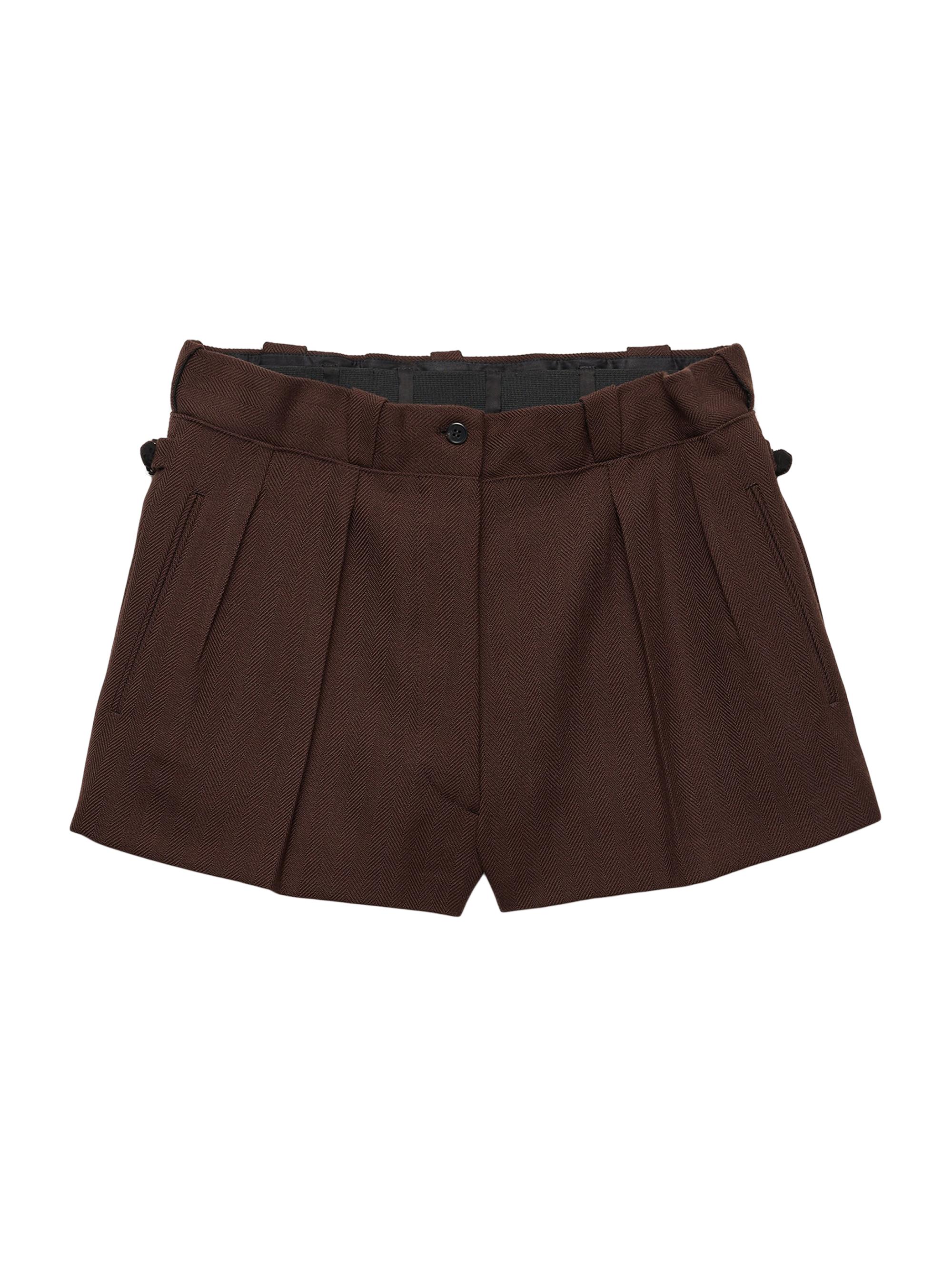 Prada Women's Chevron Wool Shorts - Brown