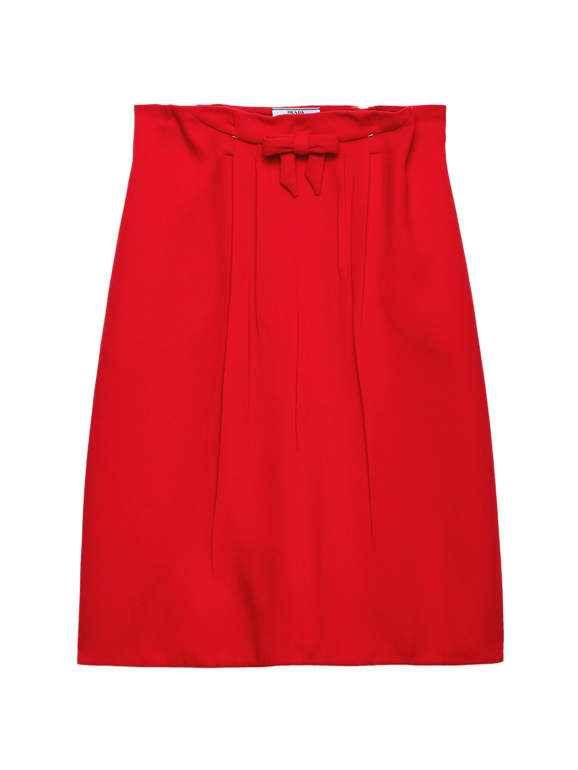 Prada Women's Melange Natté Midi Skirt - Red