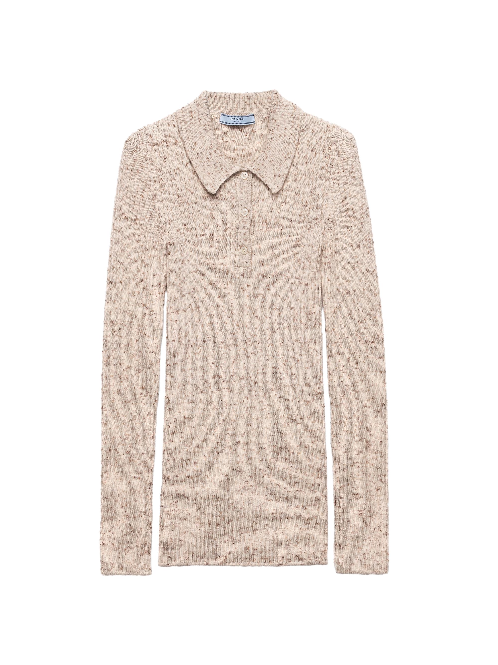 Prada Women's Wool and Linen Polo Sweater - Beige Khaki