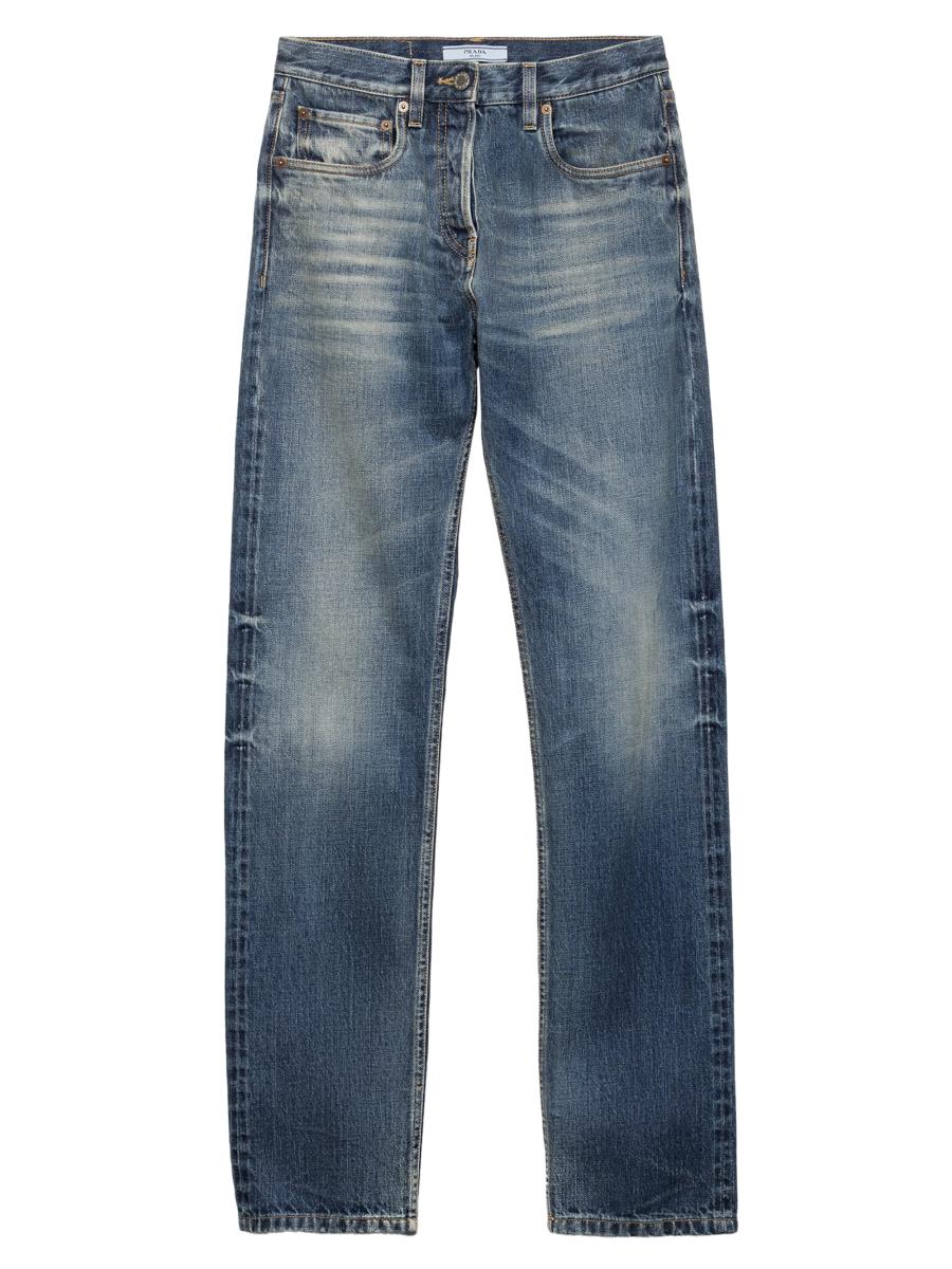Prada Women's Tapered Selvedge Denim Jeans In Blue
