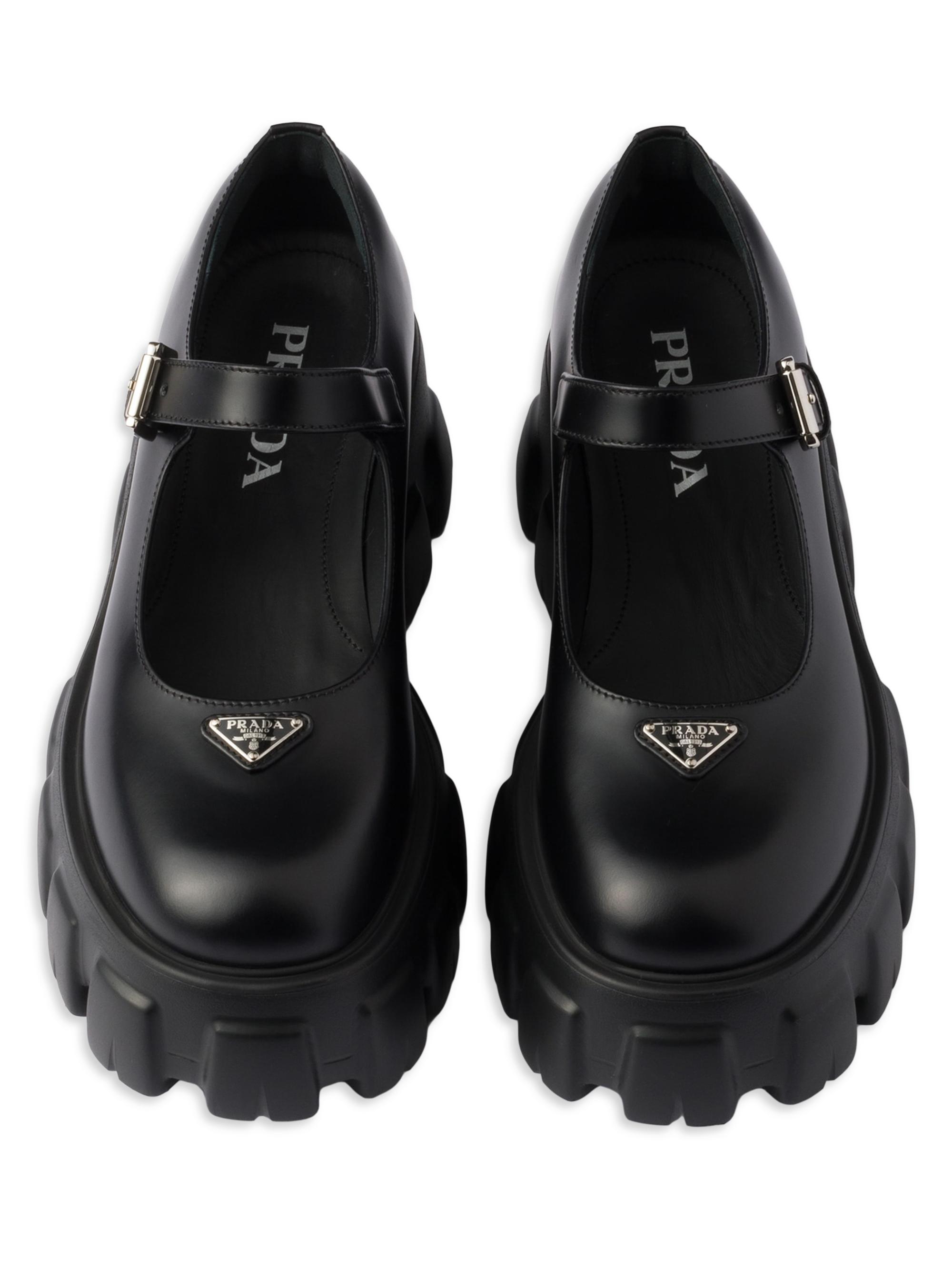 Prada Brushed Leather Monolith Mary Janes | Saks Fifth Avenue